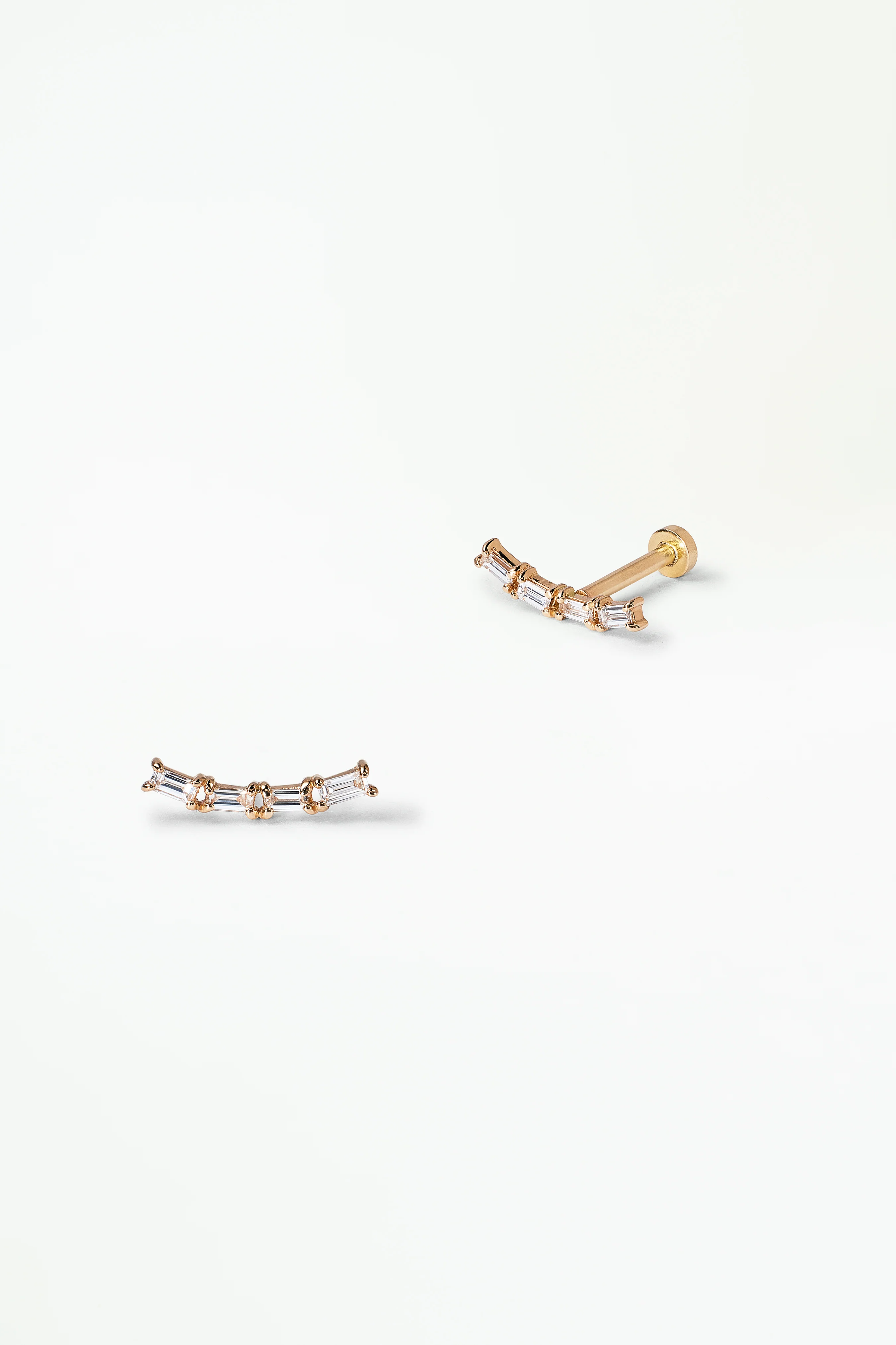 Diamond Arc Earring - Flat Back - Single