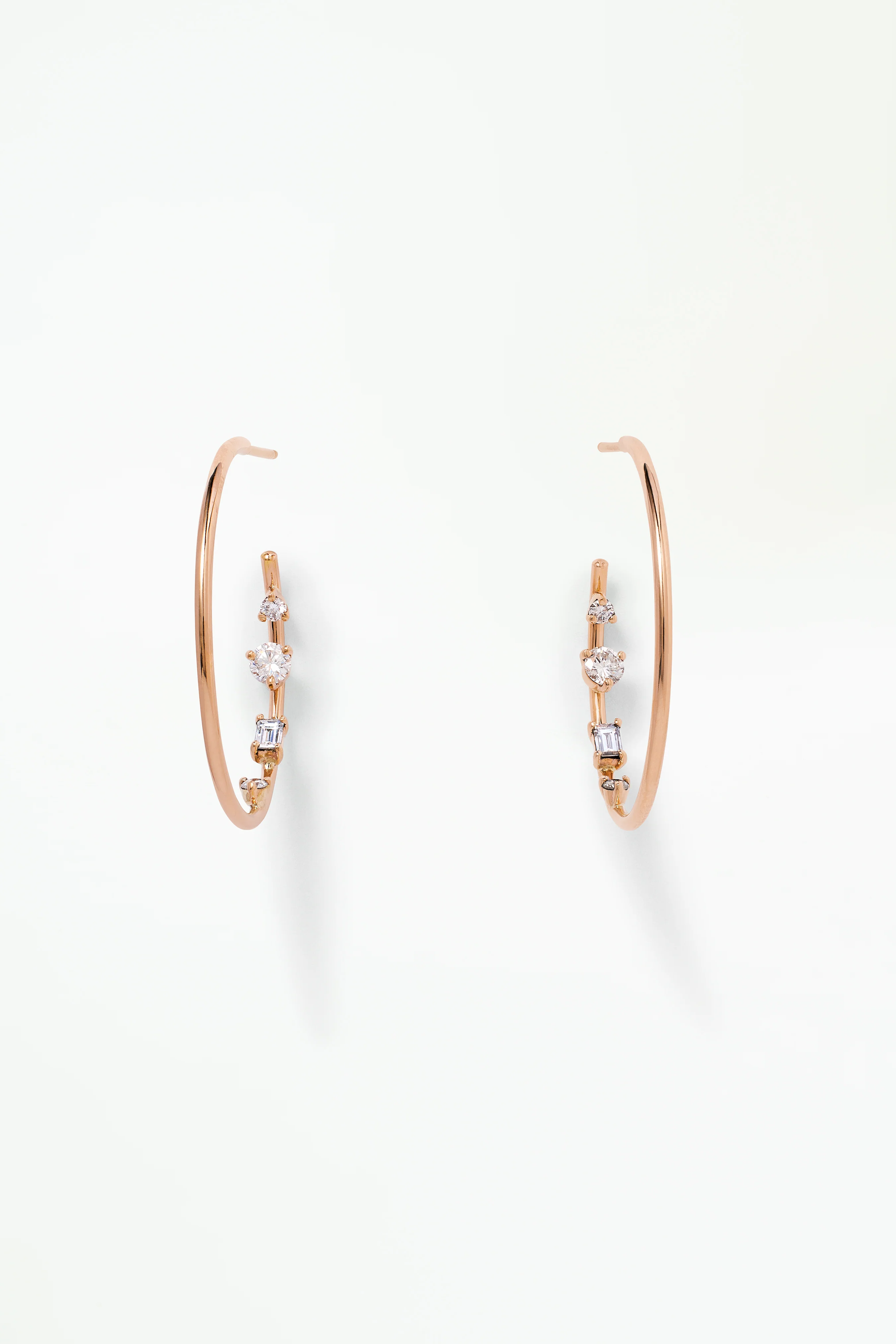 Diamond Inverted Hoop Earring - Single