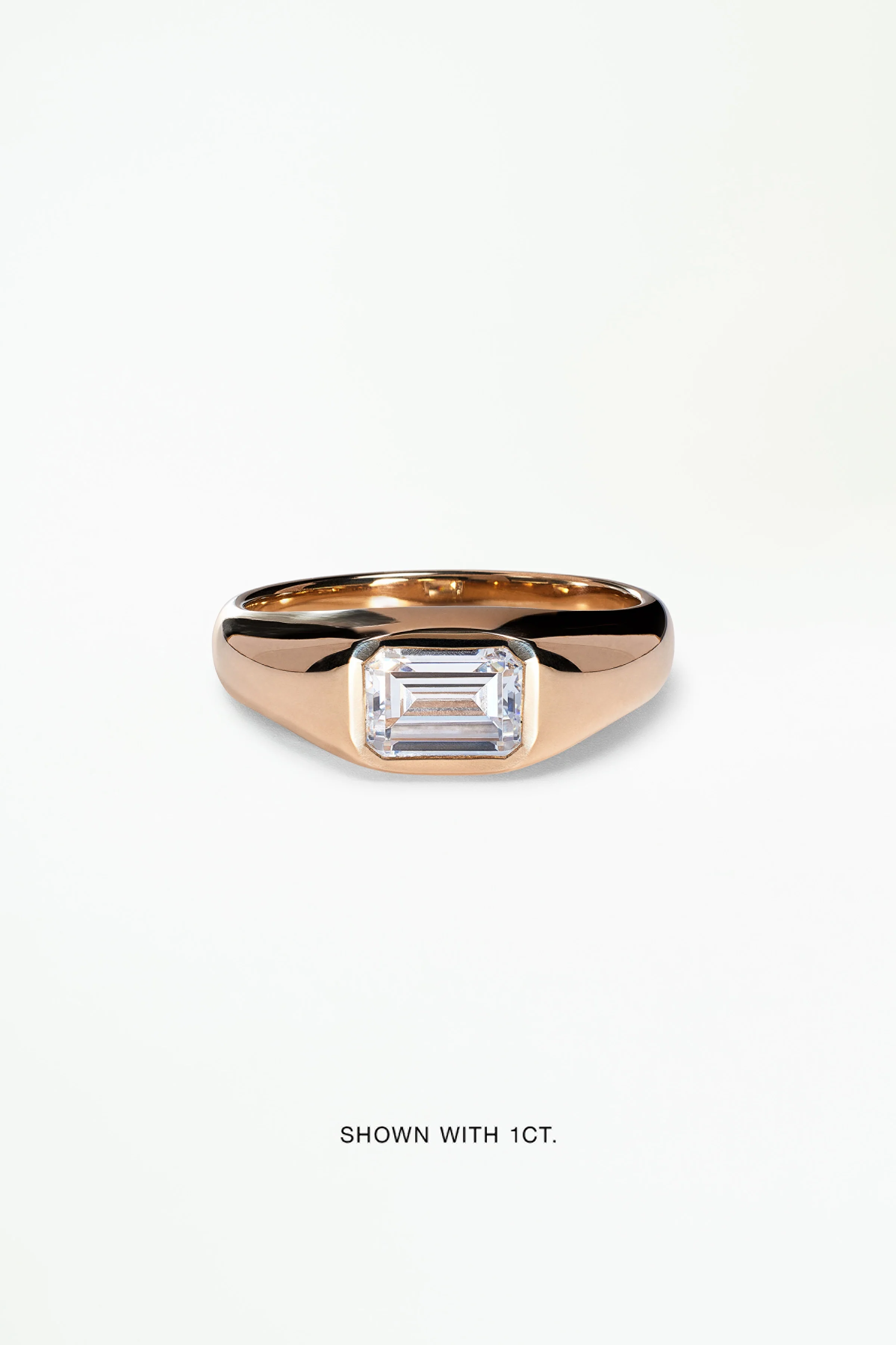 Emerald Cut Diamond Soft Signet Ring