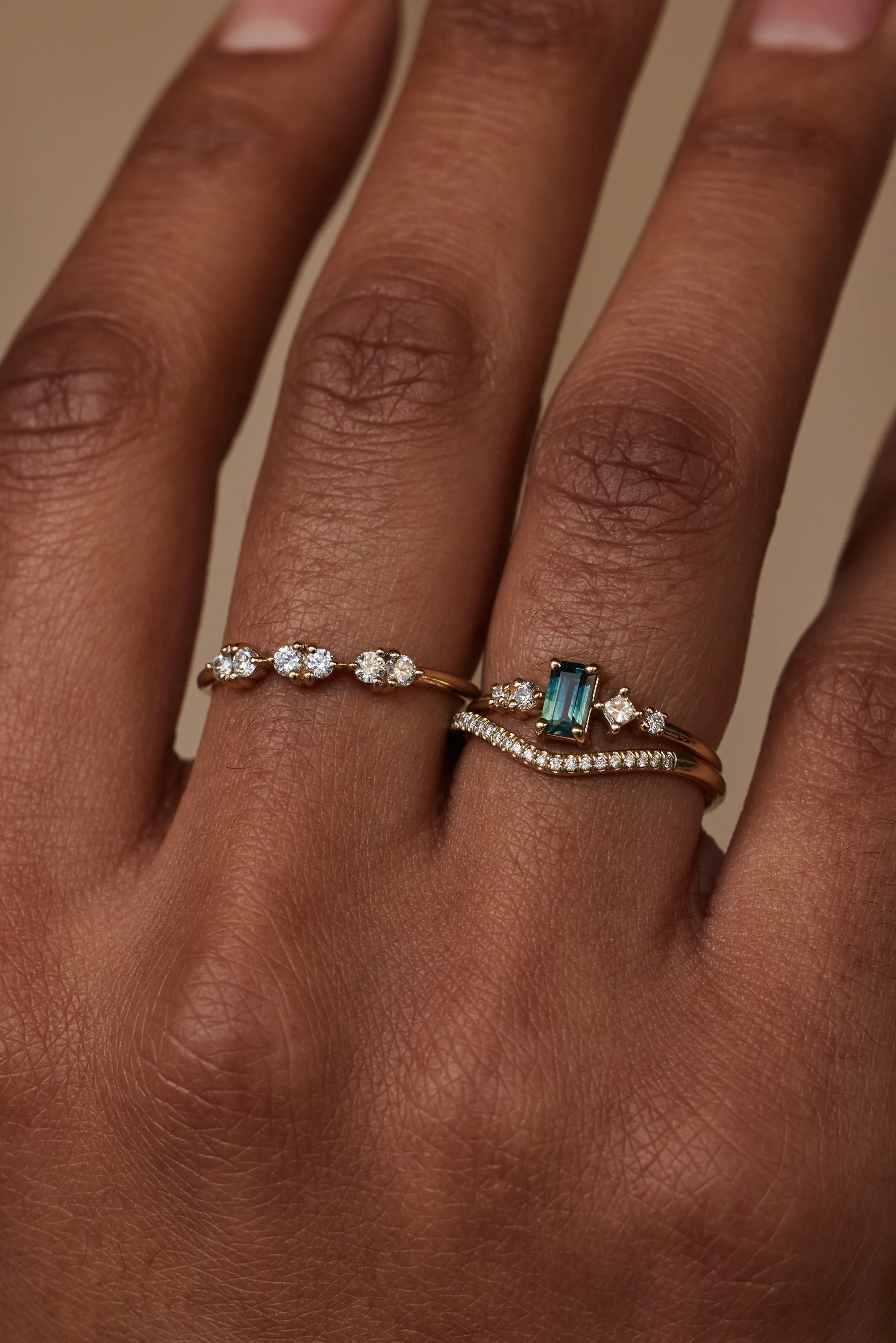 Emerald Cut Sapphire and Diamond Mosaic Ring No. 37 - Image 4