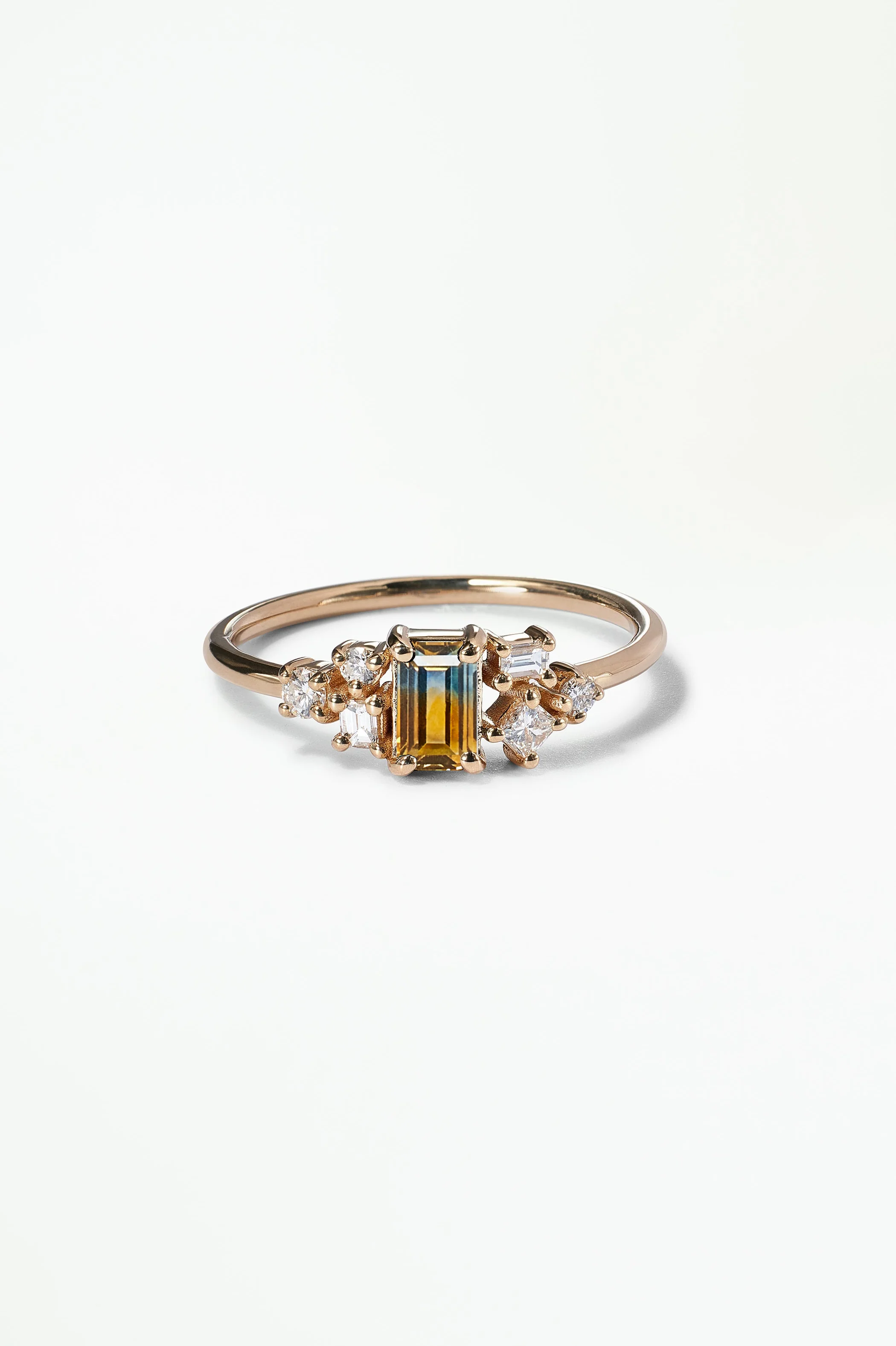 Emerald Cut Sapphire and Diamond Mosaic Ring No. 38 - Image 11