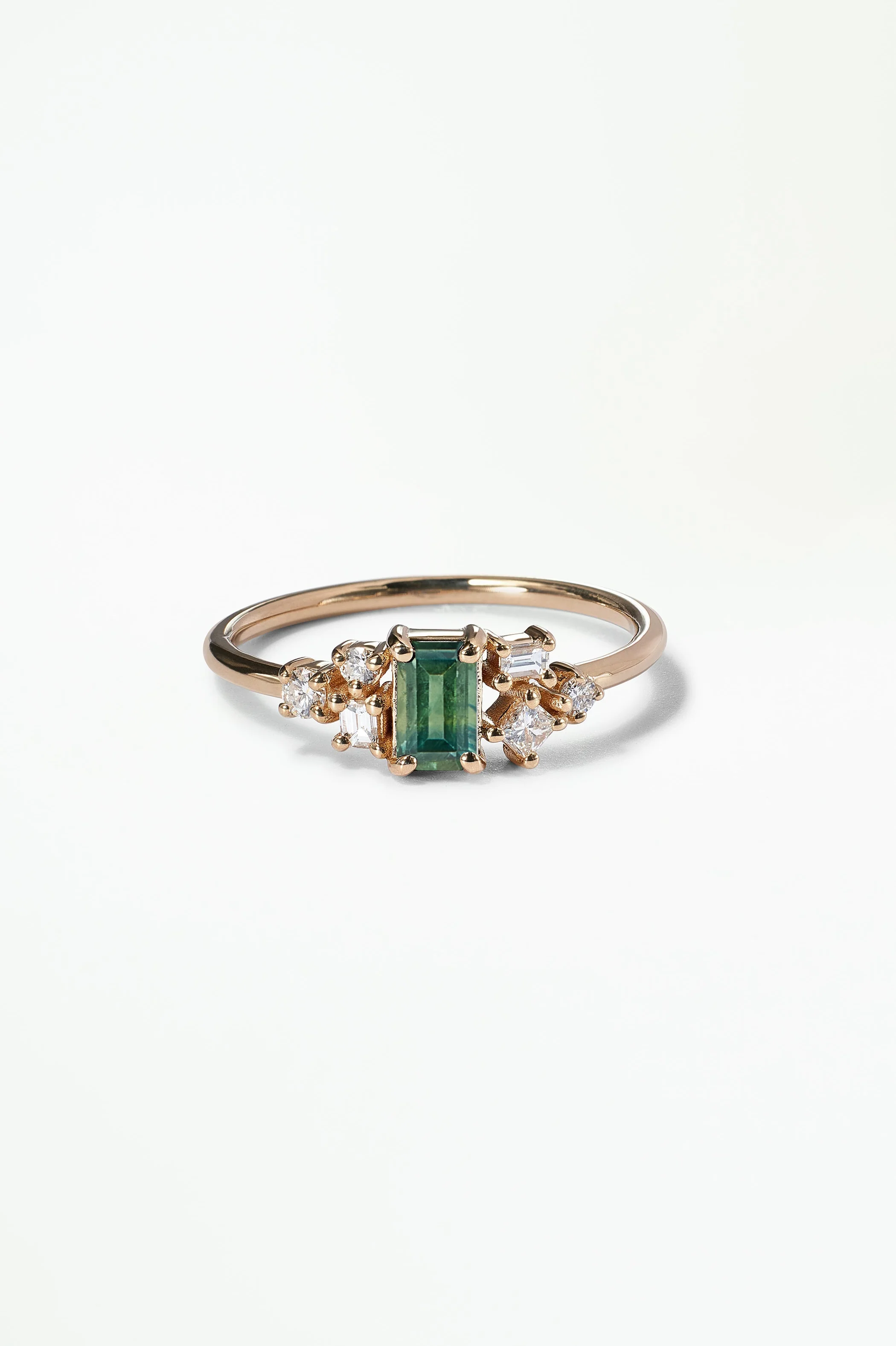 Emerald Cut Sapphire and Diamond Mosaic Ring No. 38 - Image 12