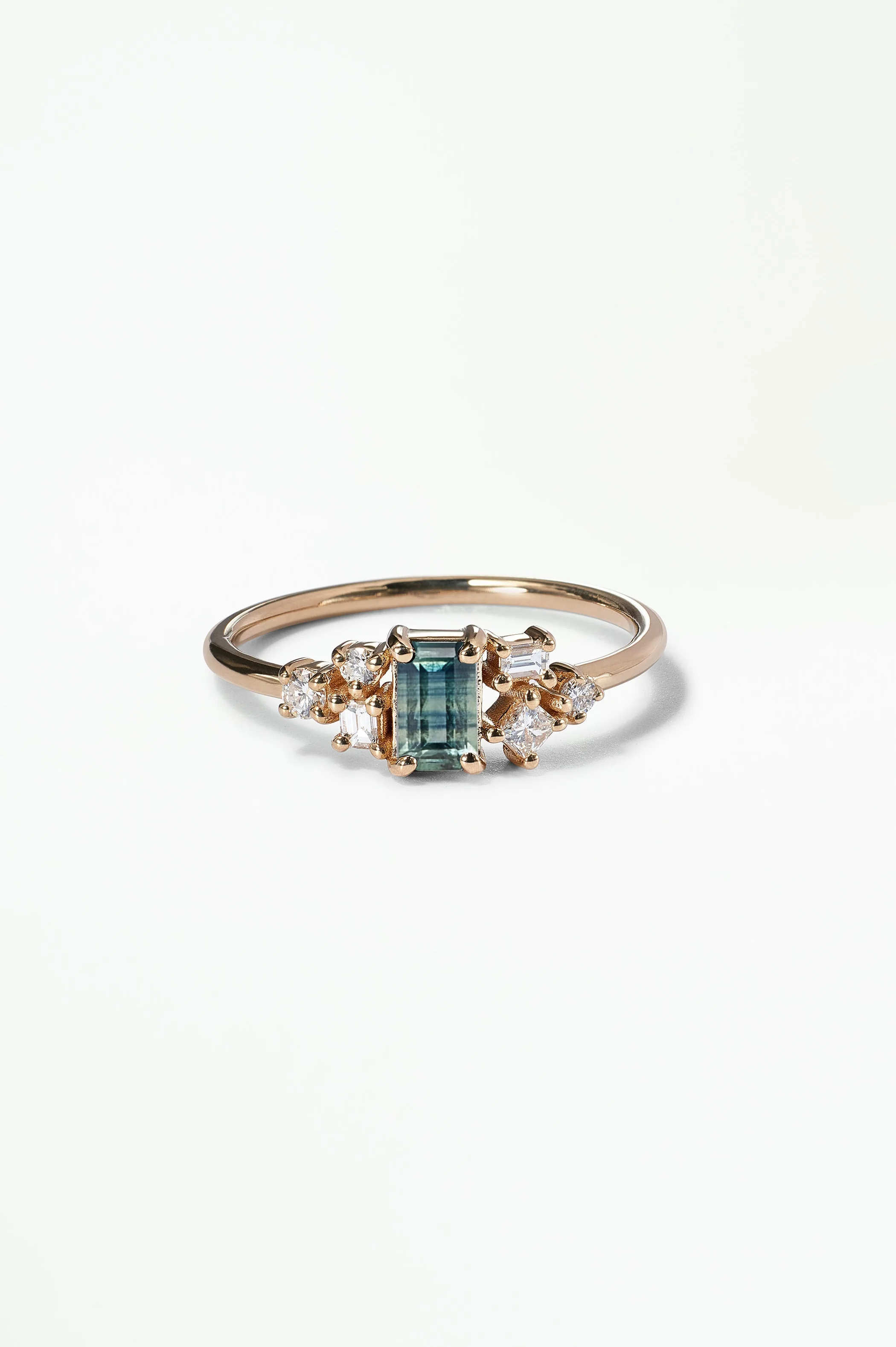 Emerald Cut Sapphire and Diamond Mosaic Ring No. 38 - Image 13