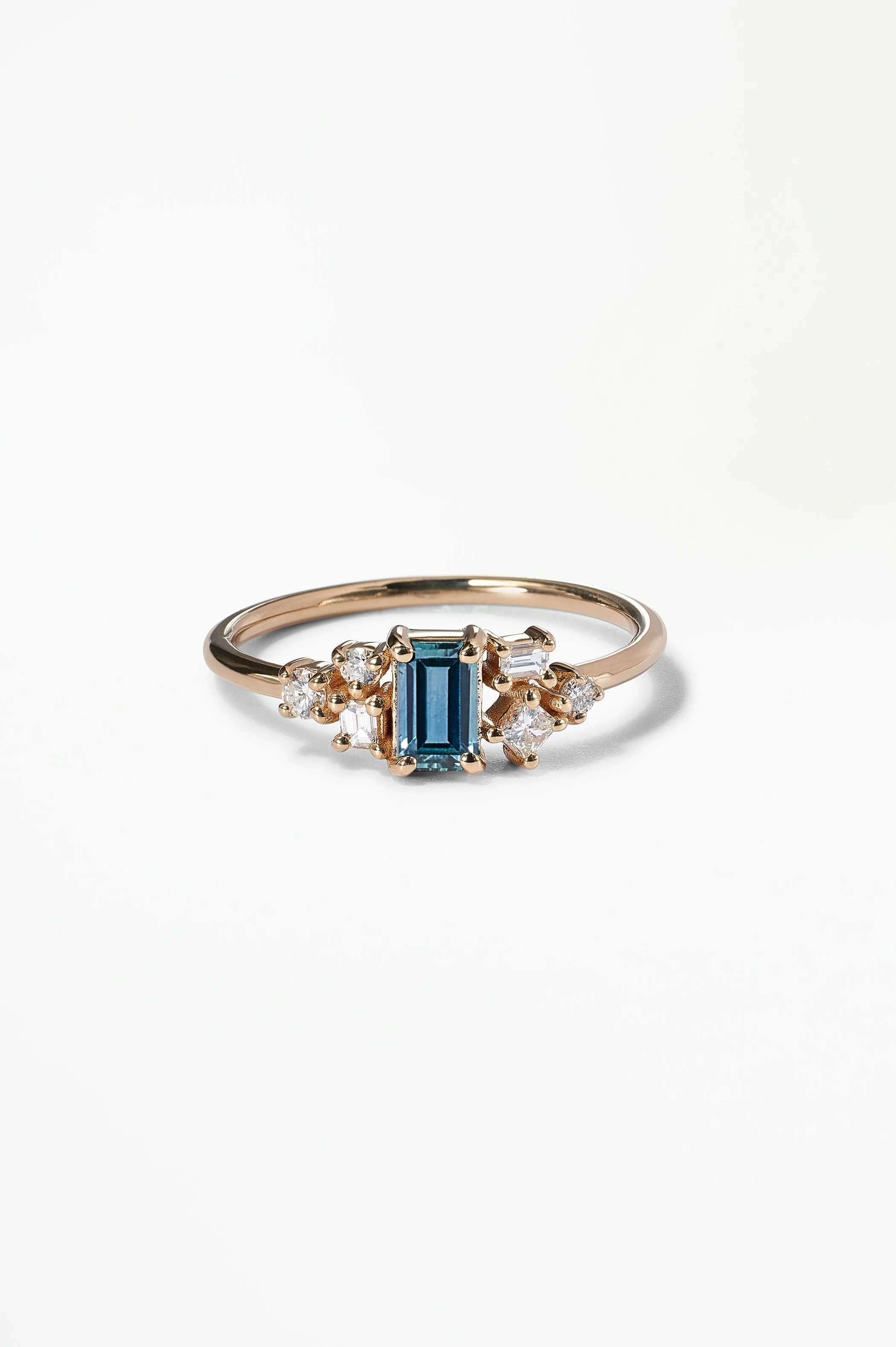 Emerald Cut Sapphire and Diamond Mosaic Ring No. 38 - Image 14