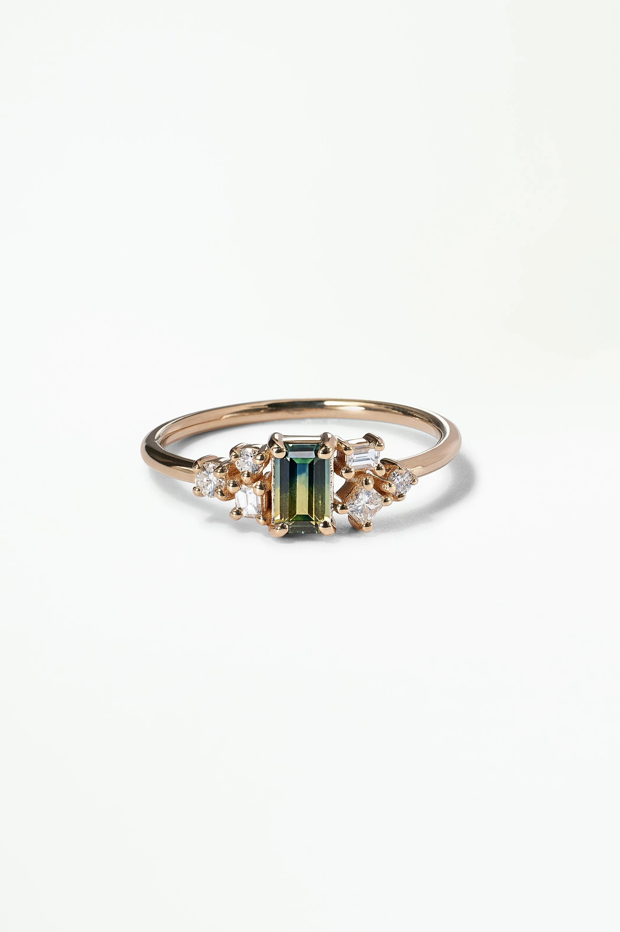 Emerald Cut Sapphire and Diamond Mosaic Ring No. 38 - Image 17