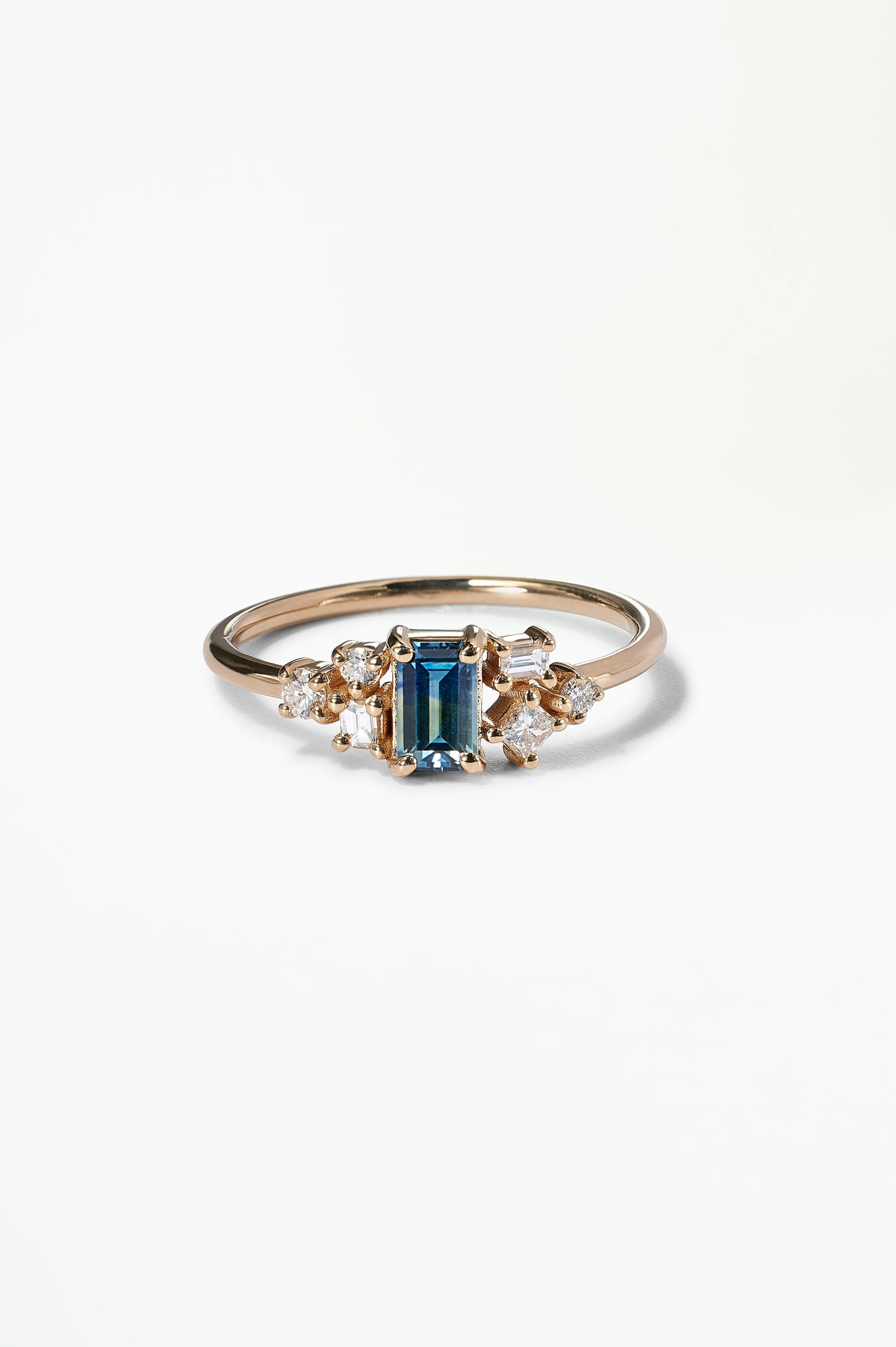 Emerald Cut Sapphire and Diamond Mosaic Ring No. 38 - Image 20