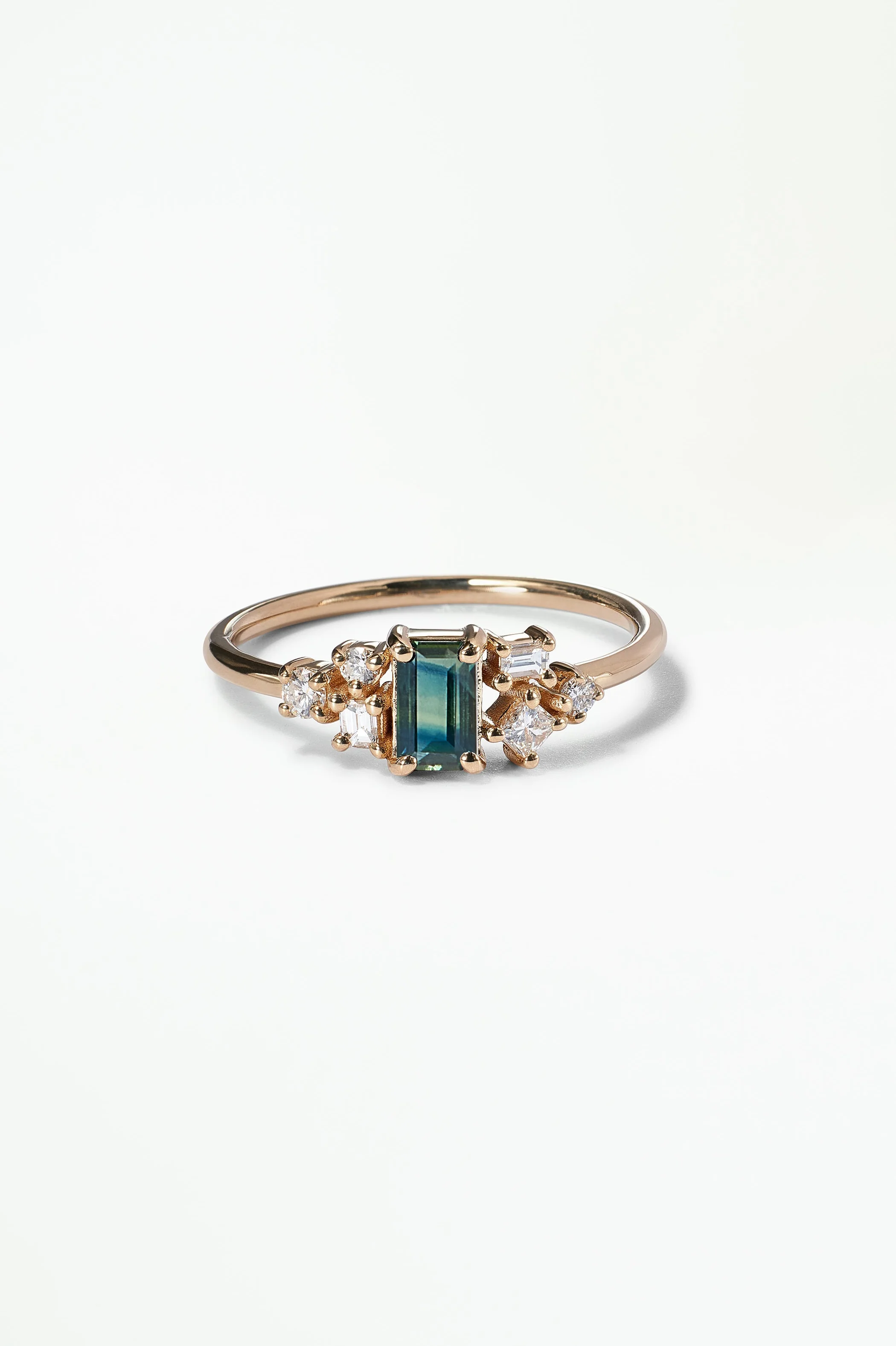 Emerald Cut Sapphire and Diamond Mosaic Ring No. 38 - Image 25