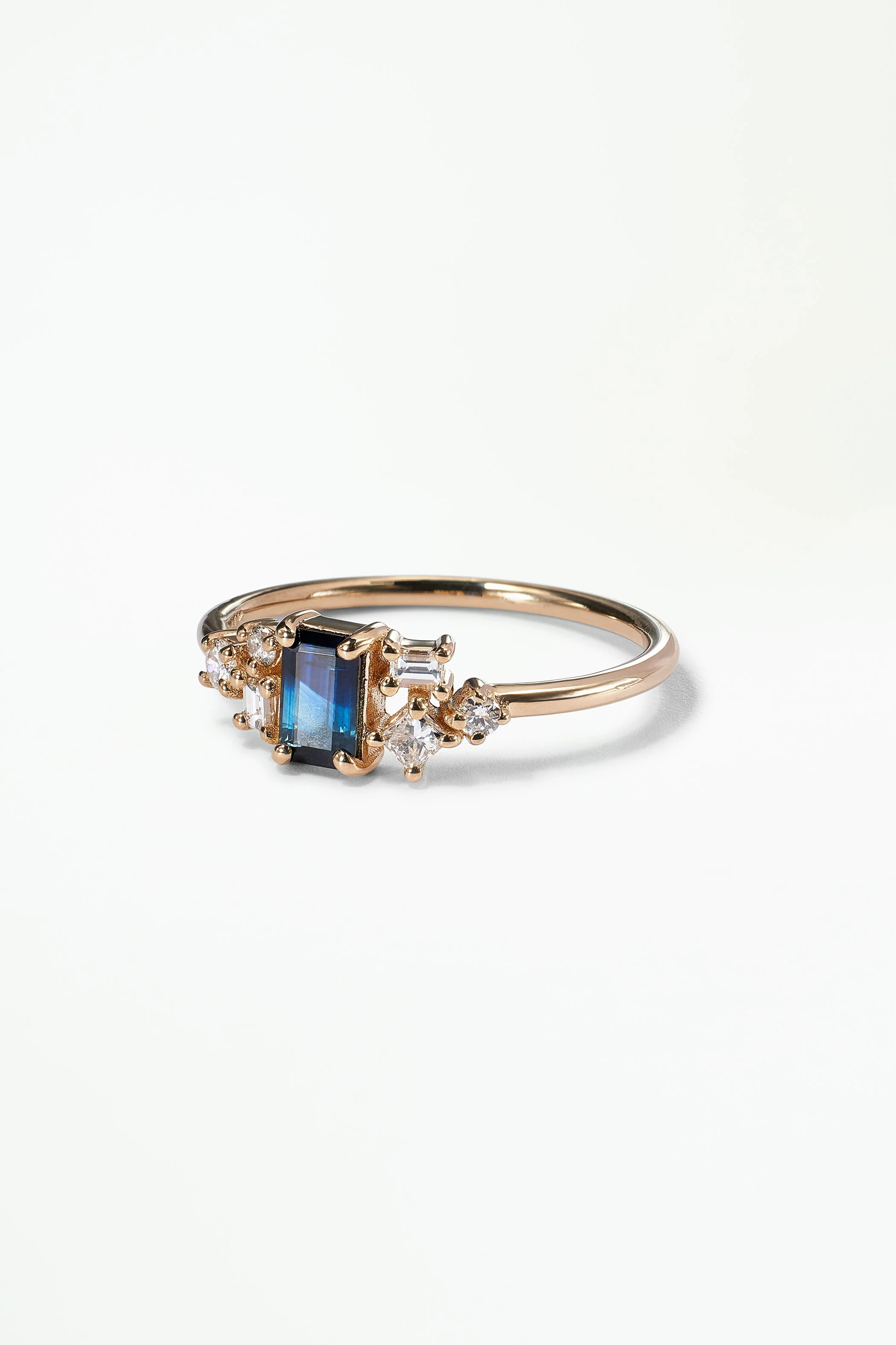 Emerald Cut Sapphire and Diamond Mosaic Ring No. 38 - Image 3