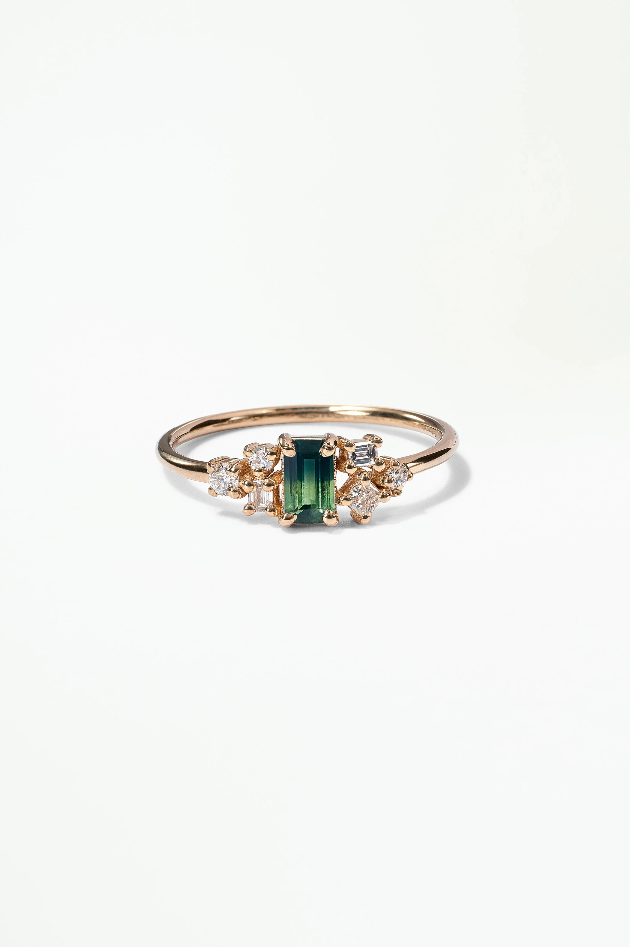 Emerald Cut Sapphire and Diamond Mosaic Ring No. 38 - Image 32