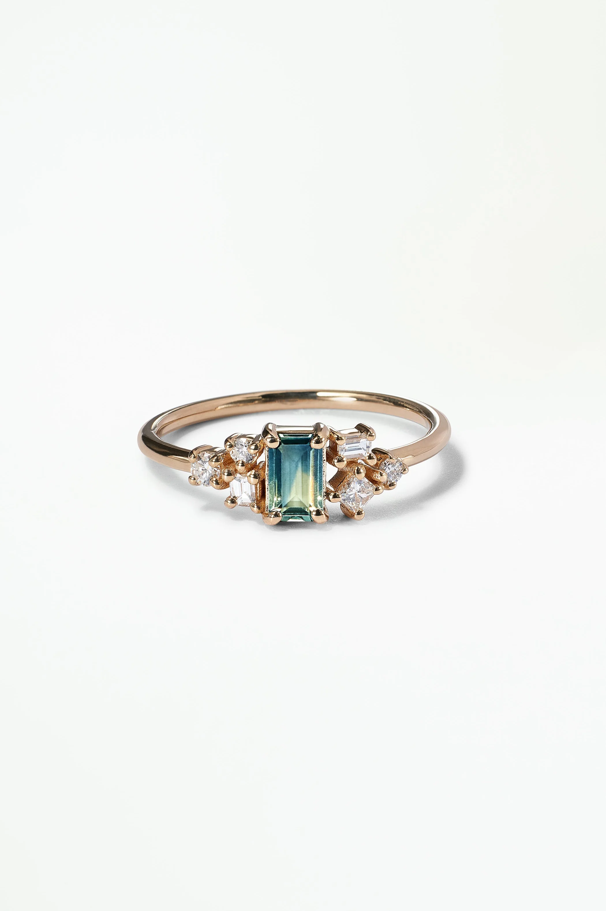 Emerald Cut Sapphire and Diamond Mosaic Ring No. 38 - Image 43