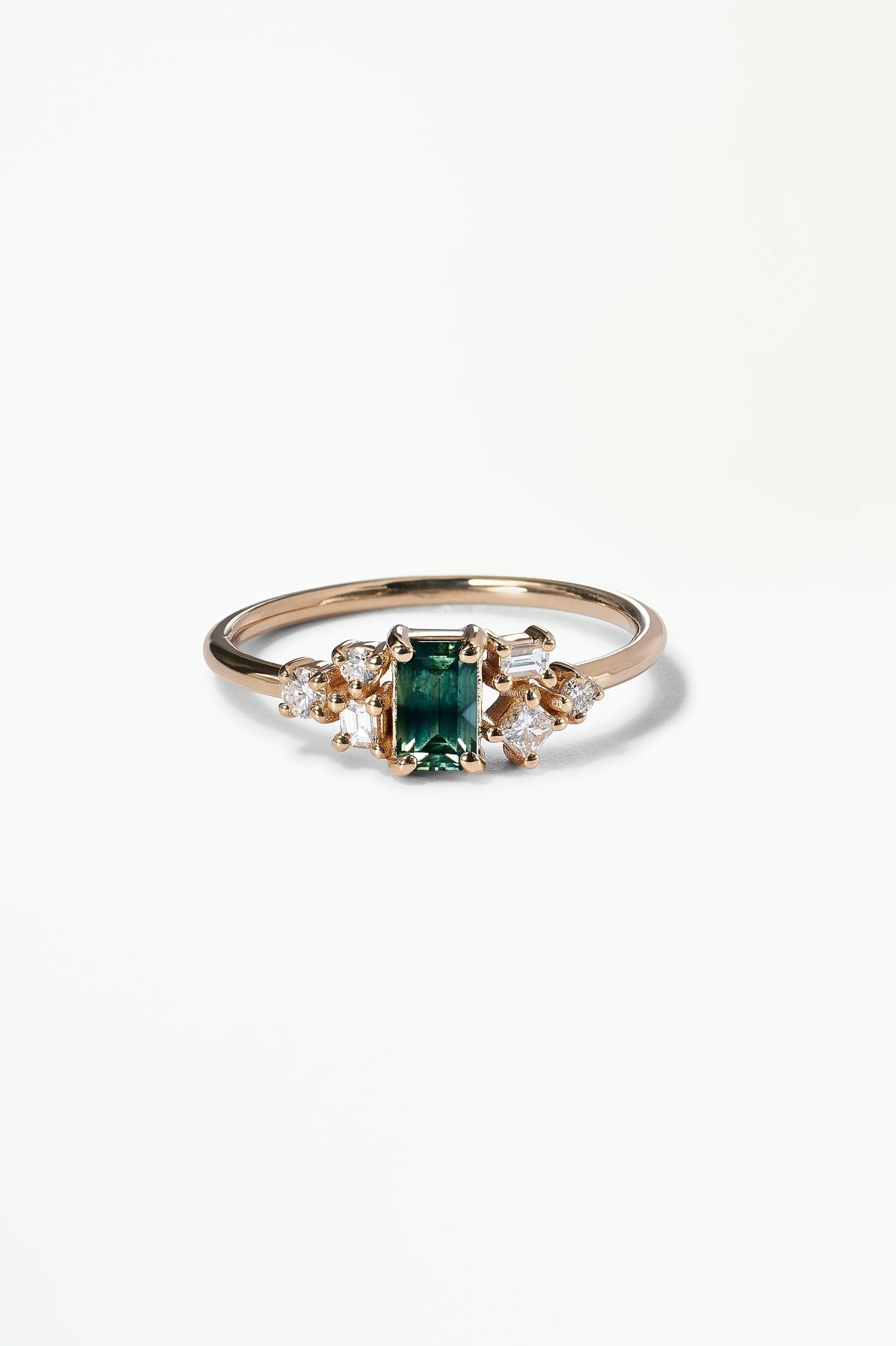 Emerald Cut Sapphire and Diamond Mosaic Ring No. 38 - Image 46