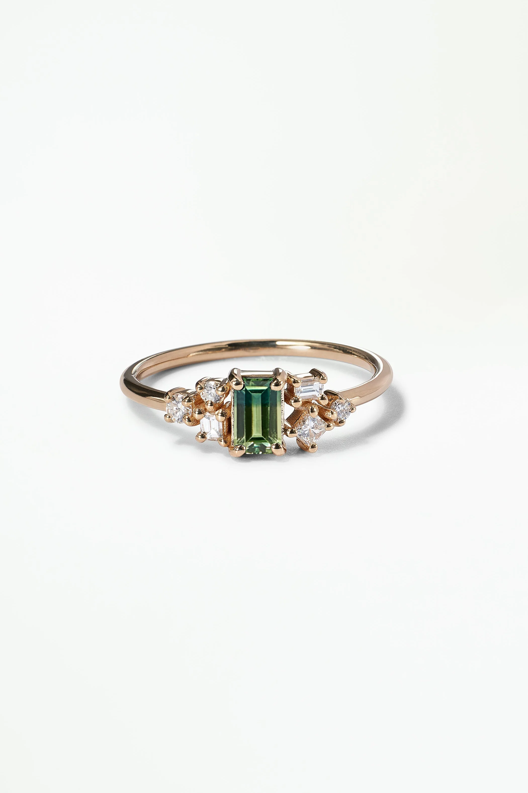 Emerald Cut Sapphire and Diamond Mosaic Ring No. 38 - Image 47