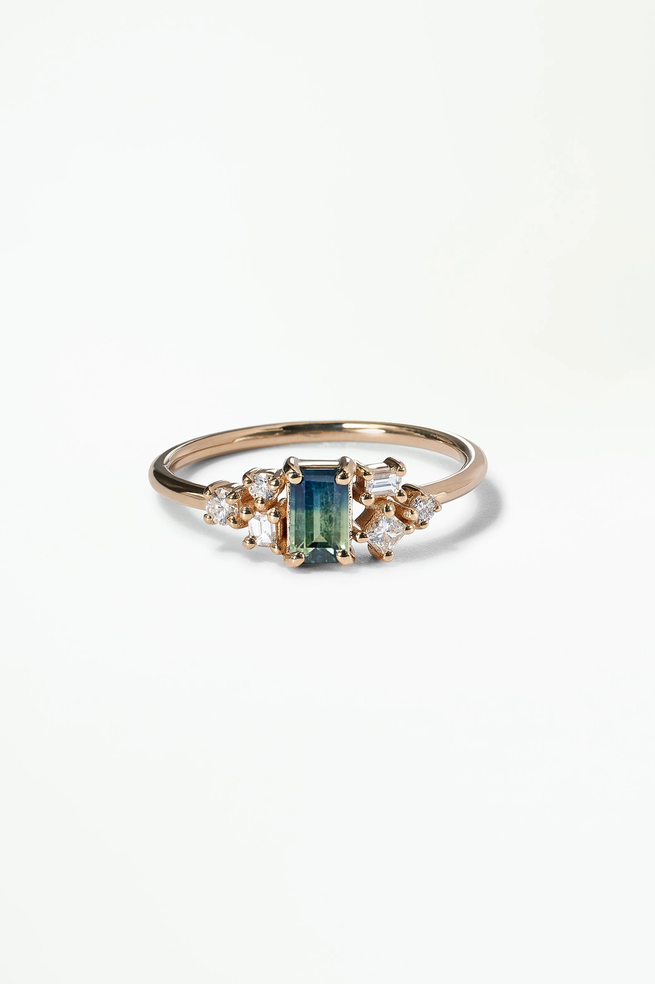 Emerald Cut Sapphire and Diamond Mosaic Ring No. 38 - Image 48