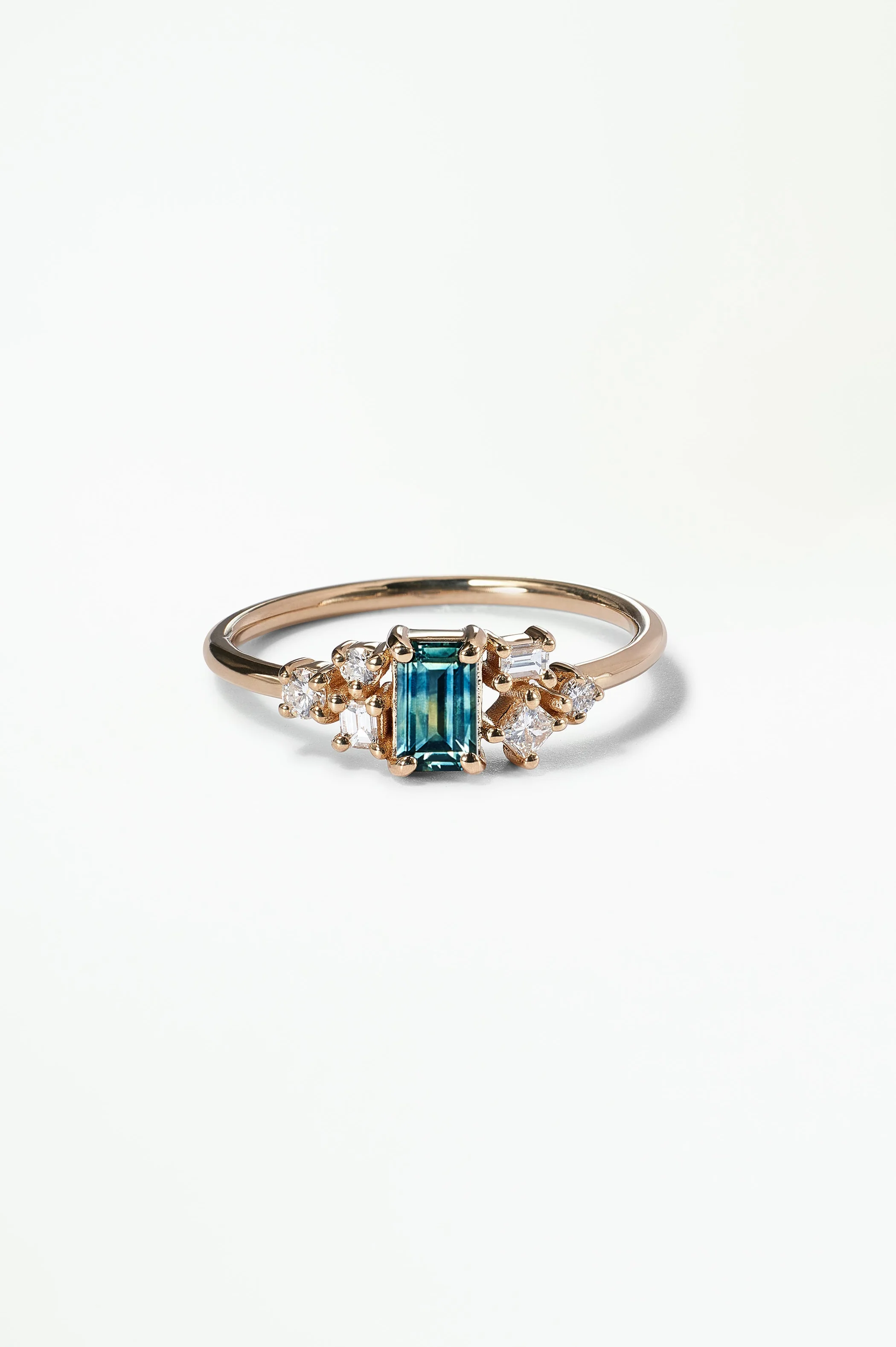 Emerald Cut Sapphire and Diamond Mosaic Ring No. 38 - Image 55