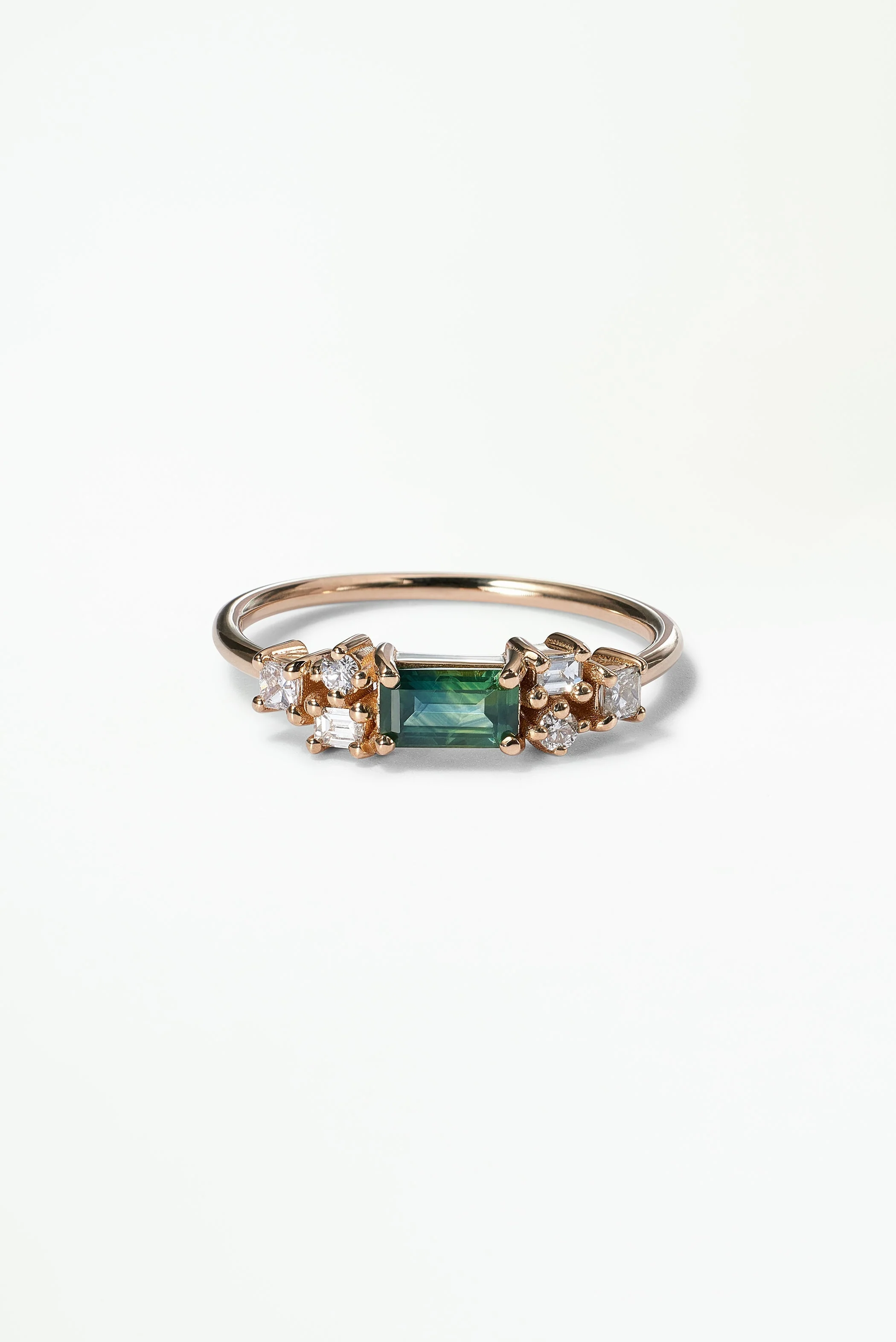 Emerald Cut Sapphire and Diamond Mosaic Ring No. 39