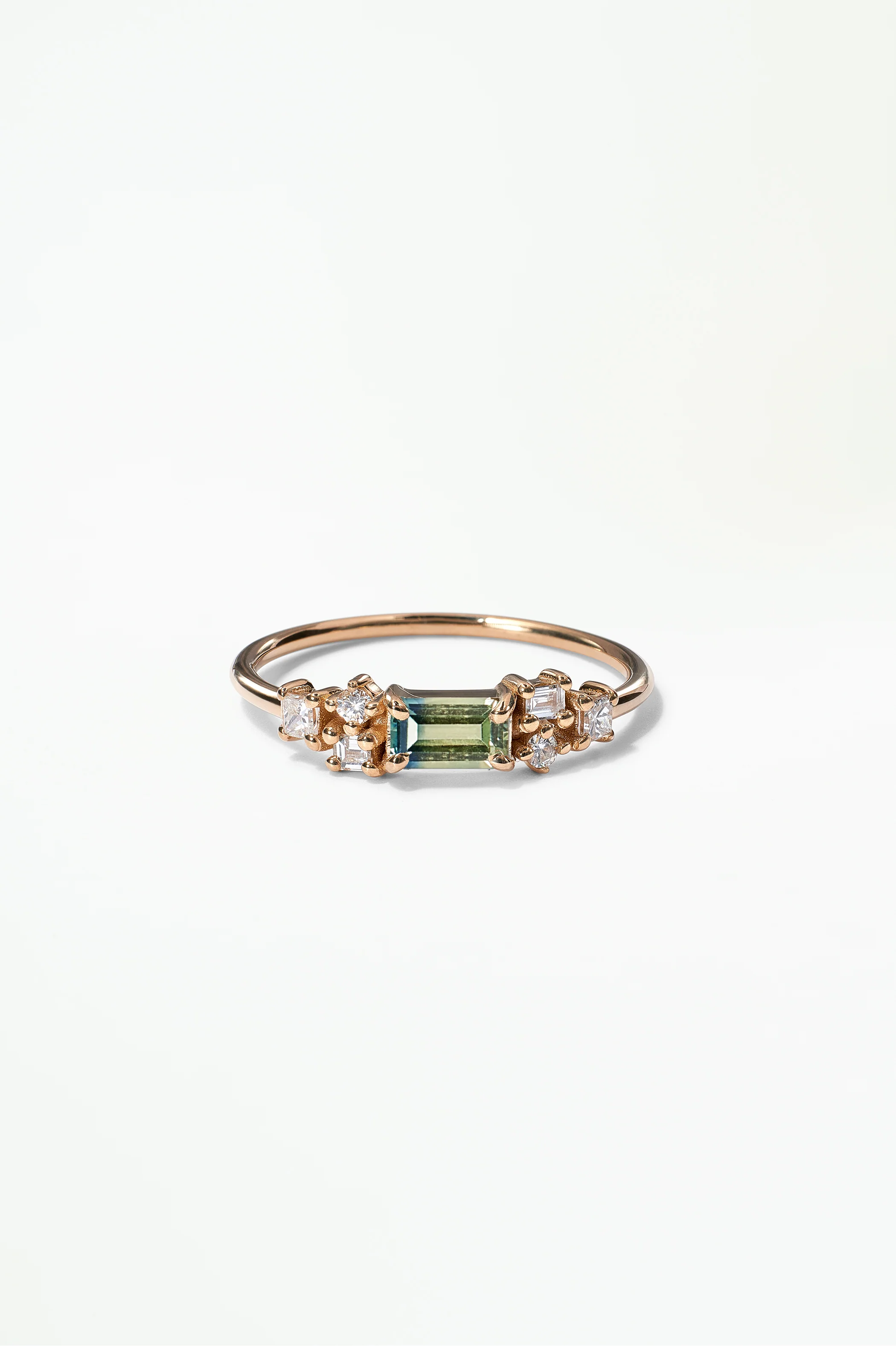 Emerald Cut Sapphire and Diamond Mosaic Ring No. 39 - Image 15