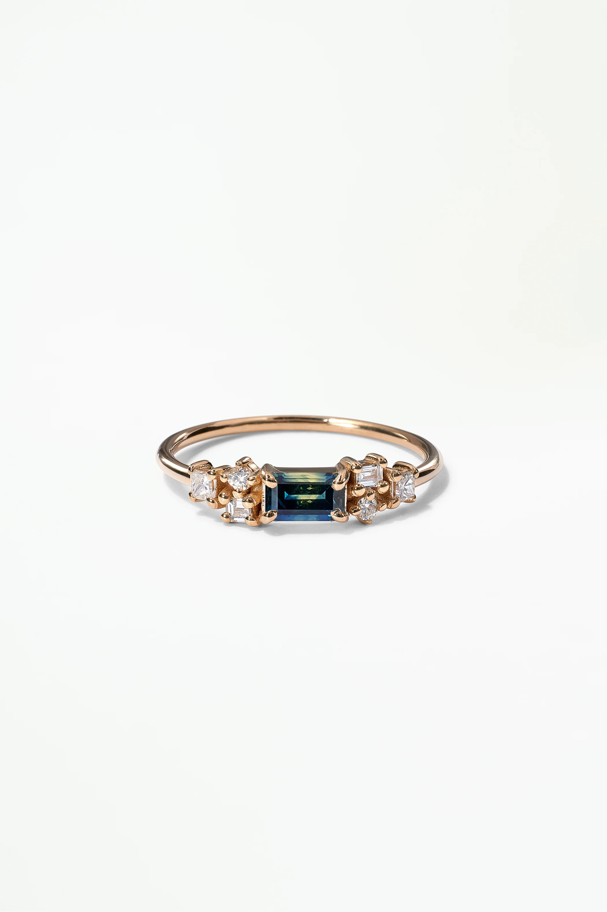 Emerald Cut Sapphire and Diamond Mosaic Ring No. 39 - Image 19