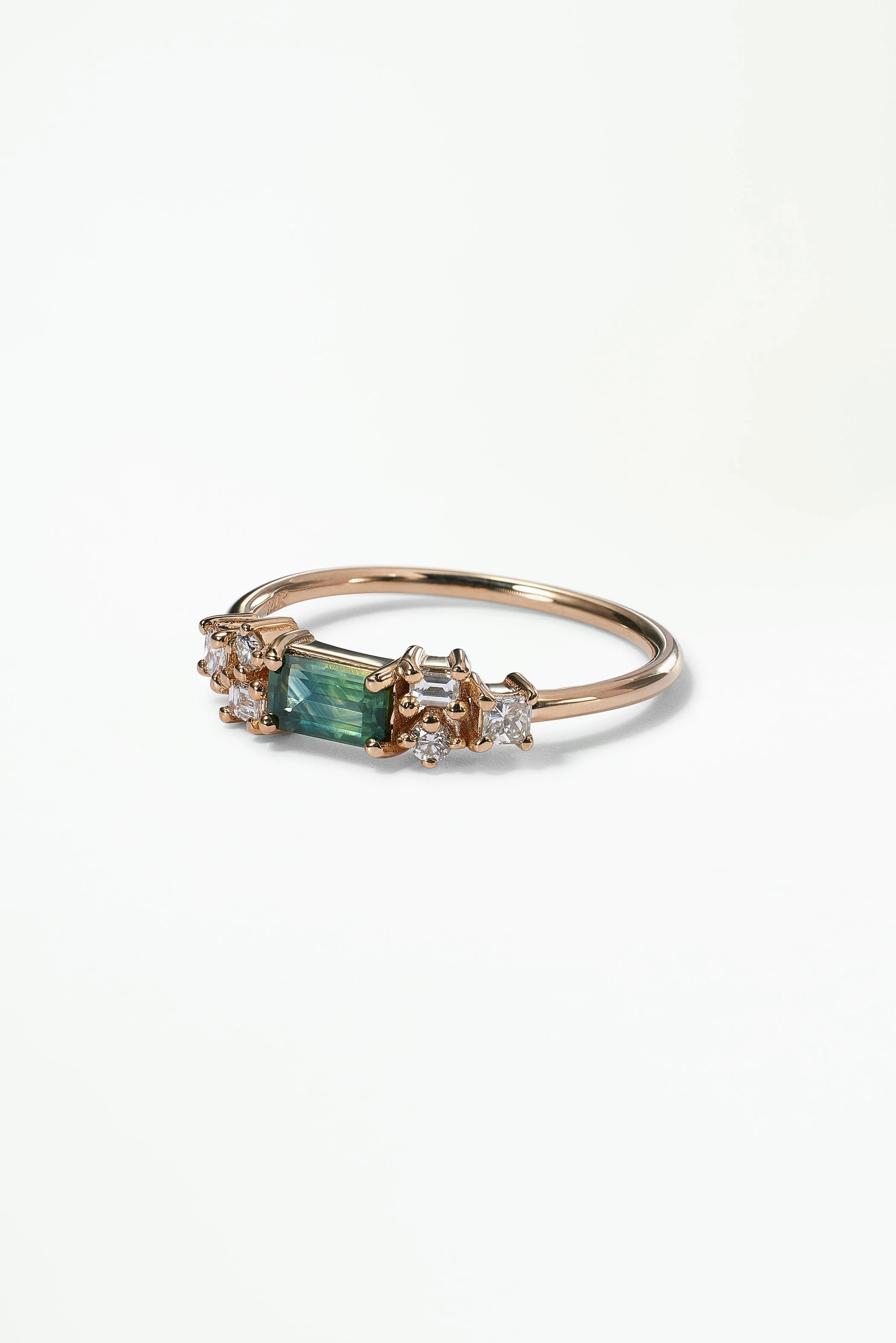 Emerald Cut Sapphire and Diamond Mosaic Ring No. 39 - Image 3