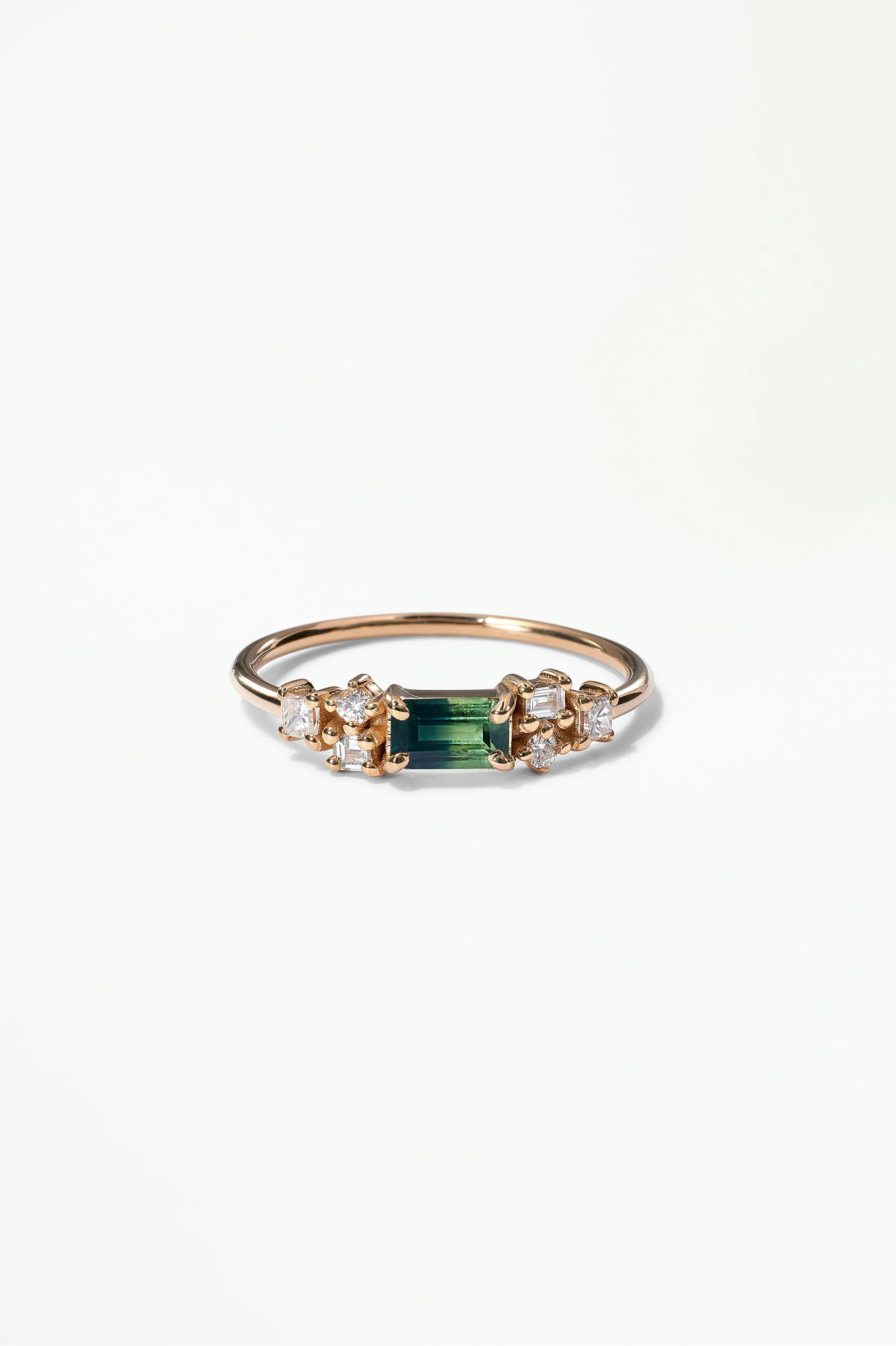 Emerald Cut Sapphire and Diamond Mosaic Ring No. 39 - Image 32