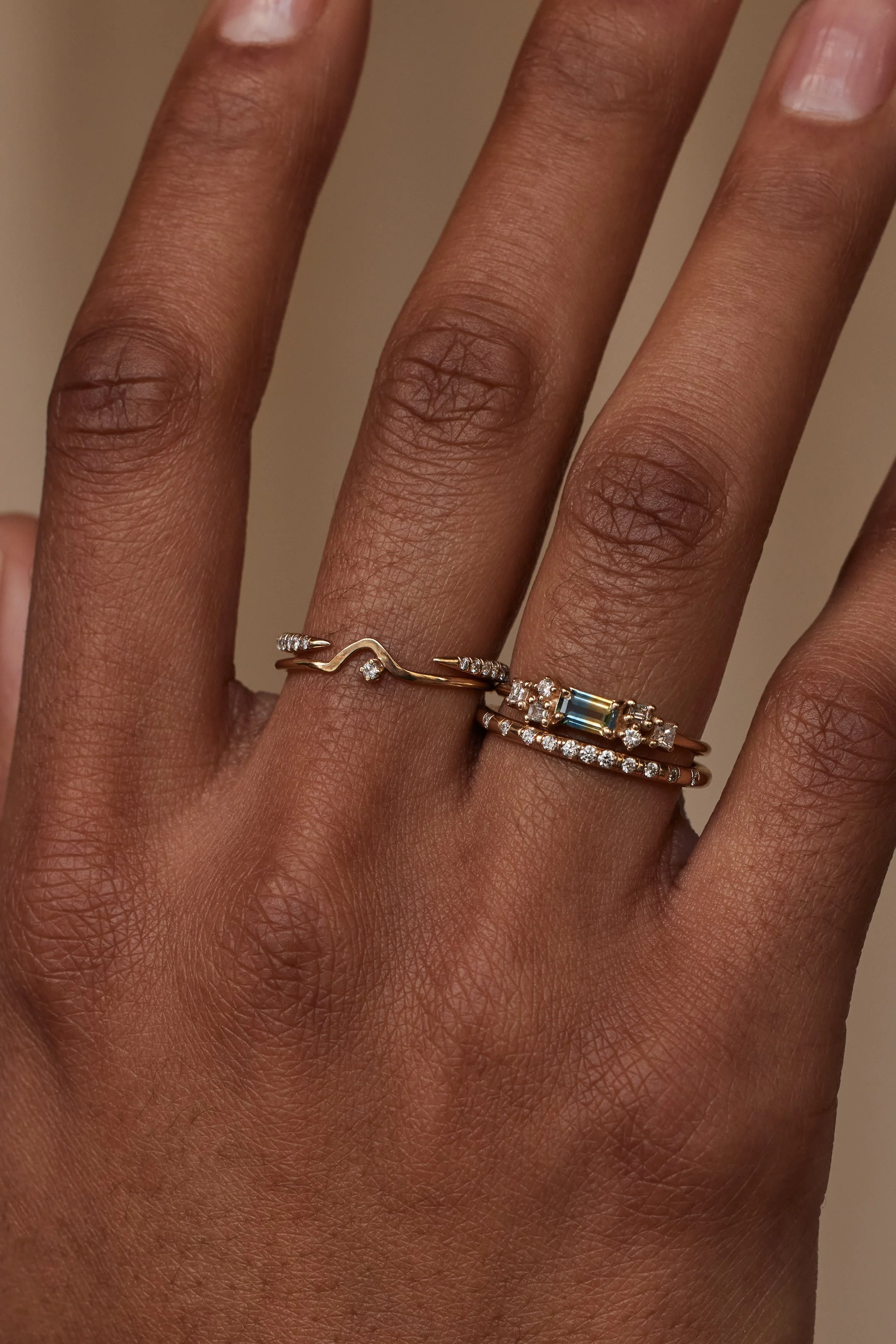 Emerald Cut Sapphire and Diamond Mosaic Ring No. 39 - Image 4