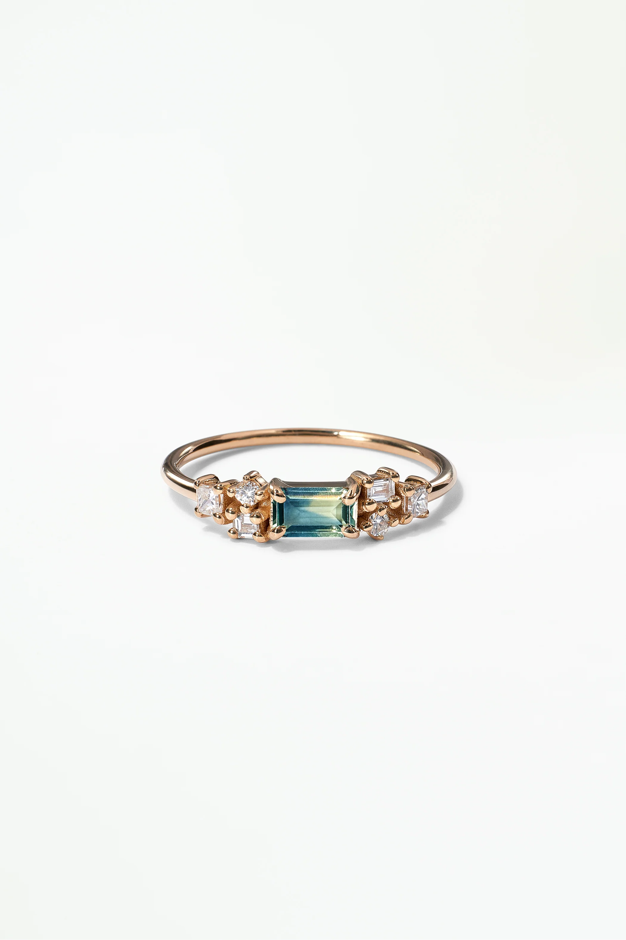 Emerald Cut Sapphire and Diamond Mosaic Ring No. 39 - Image 43