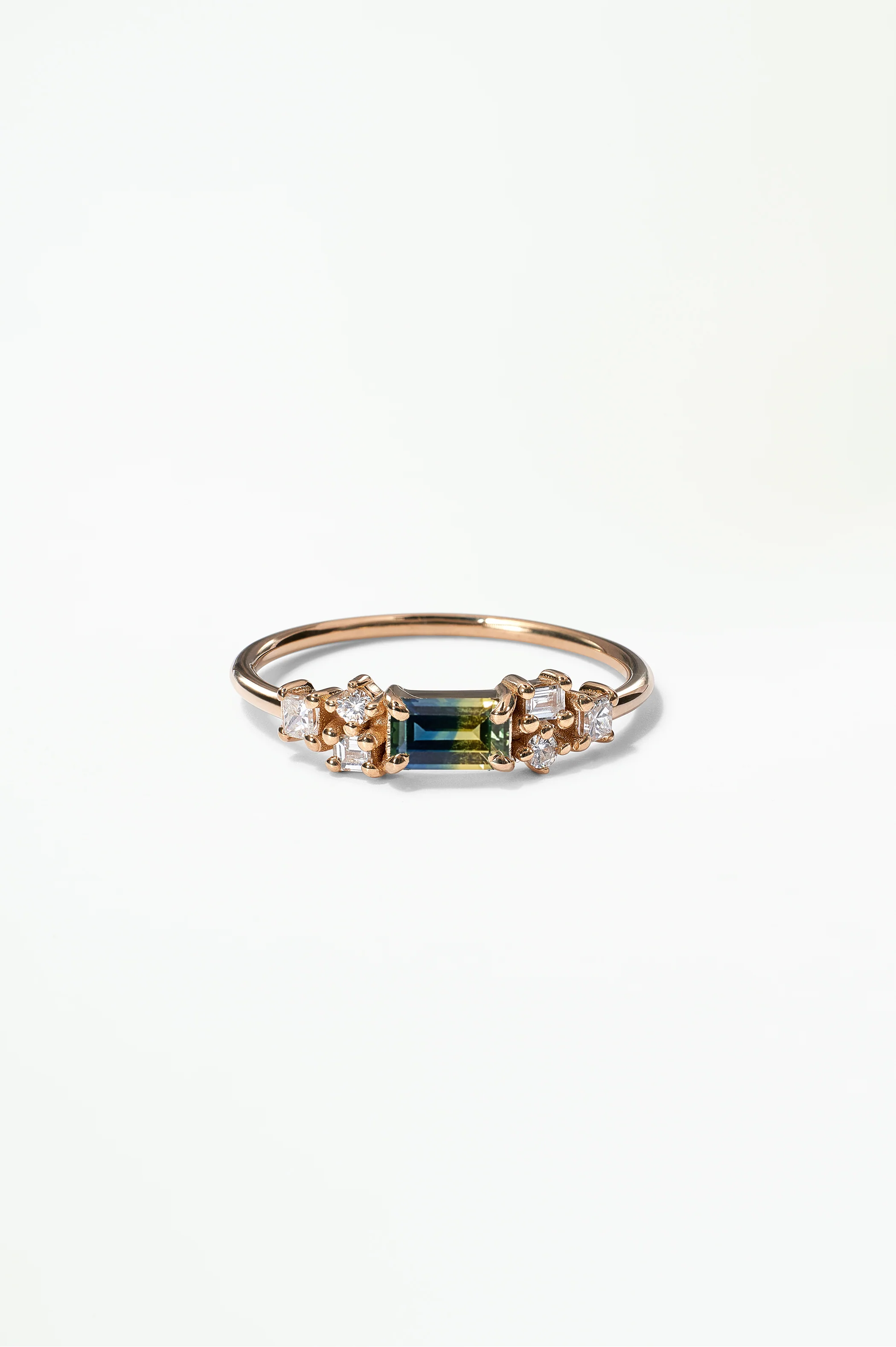 Emerald Cut Sapphire and Diamond Mosaic Ring No. 39 - Image 45