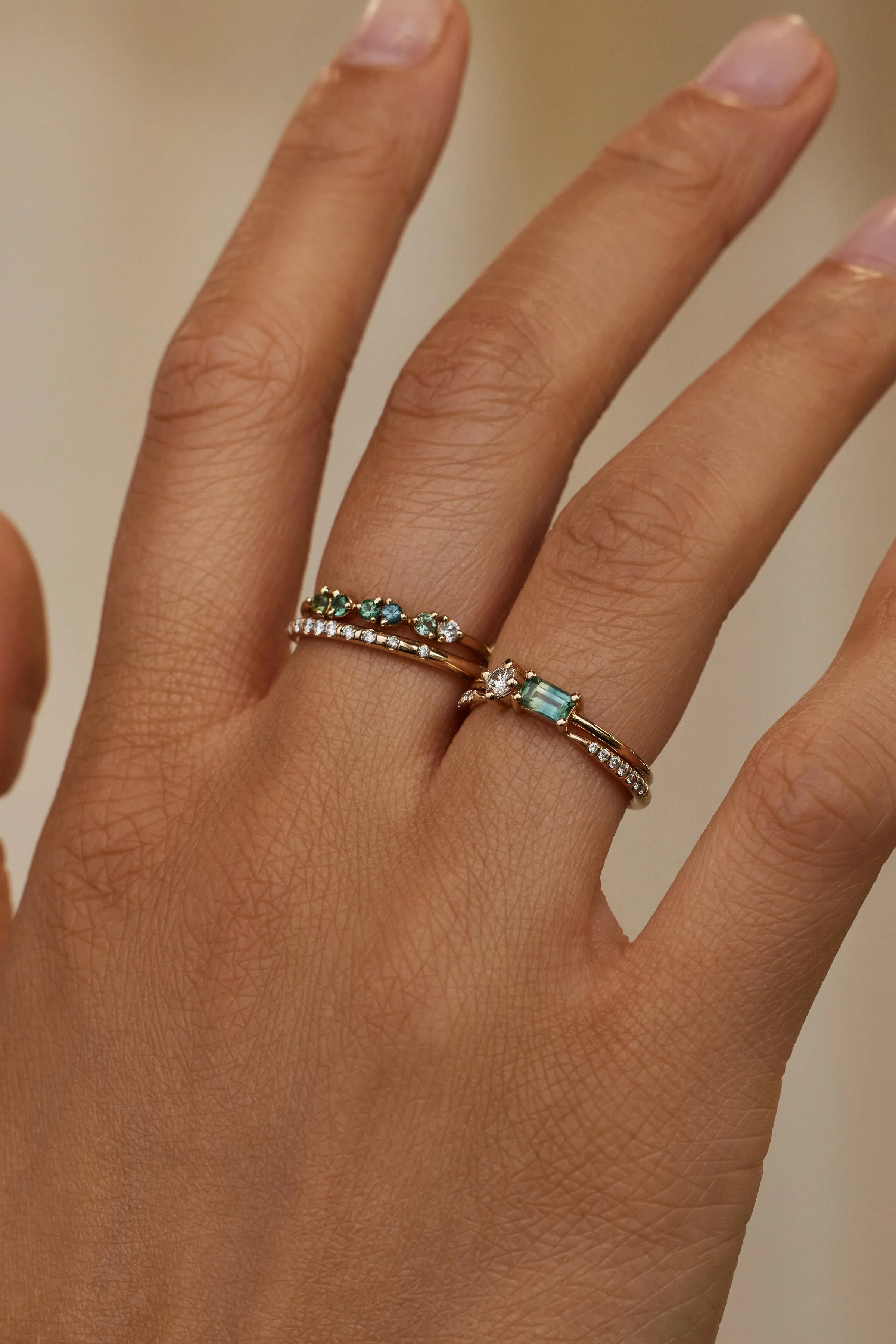 Emerald Cut Sapphire and Diamond Mosaic Ring No. 43 - Image 4