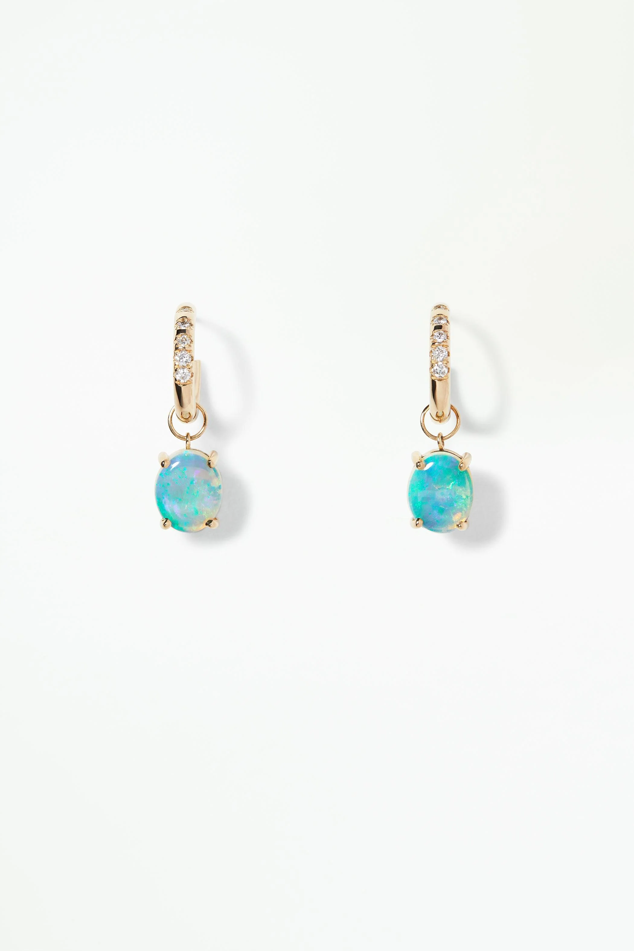Graduated Diamond Hoop with Opal - Single