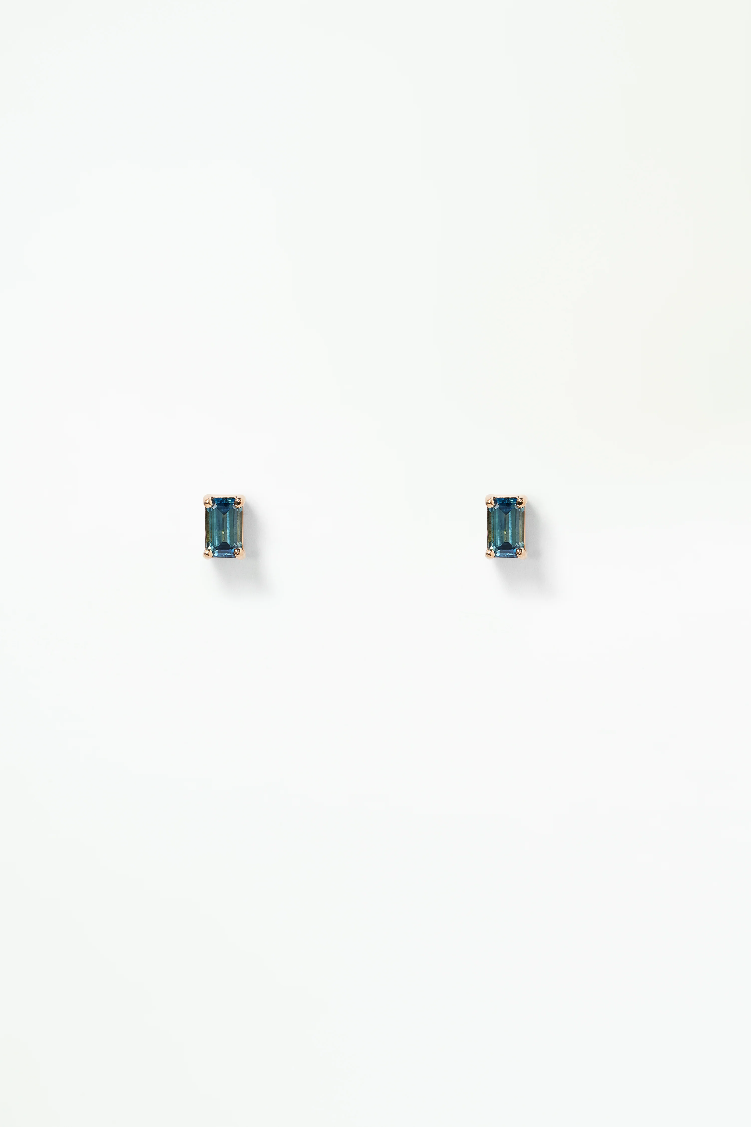 Large Emerald Cut Teal Sapphire Stud Earring - Single
