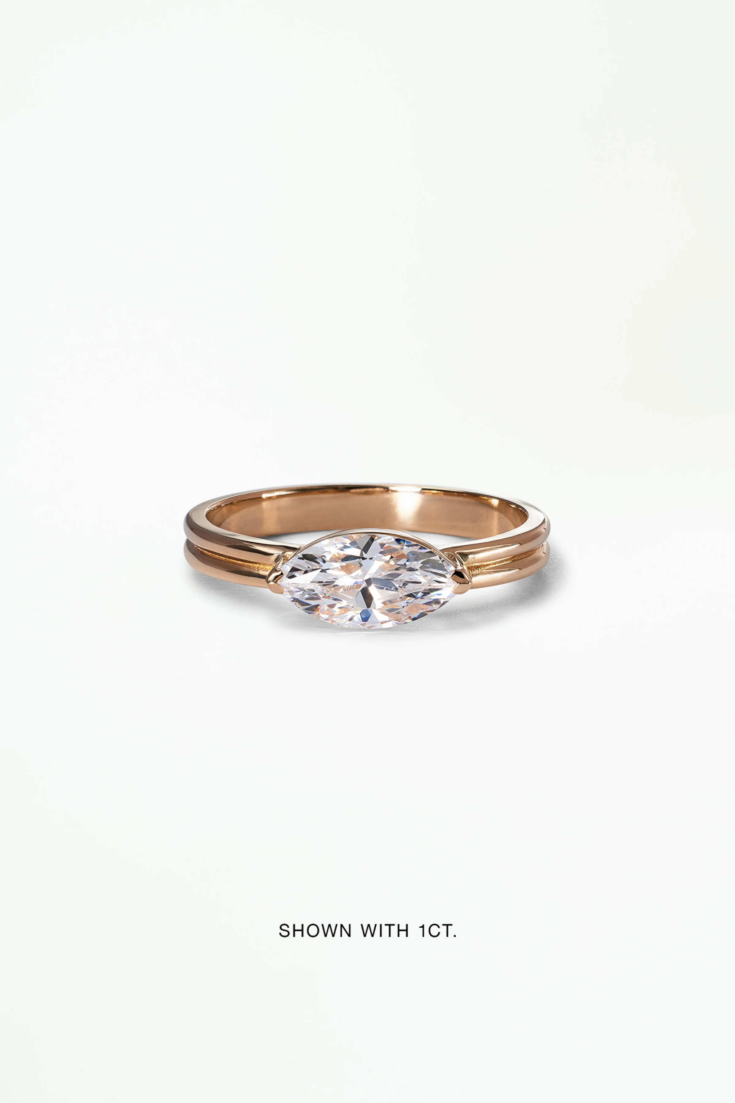 Marquise Cut Diamond Ridge Solitaire Ring