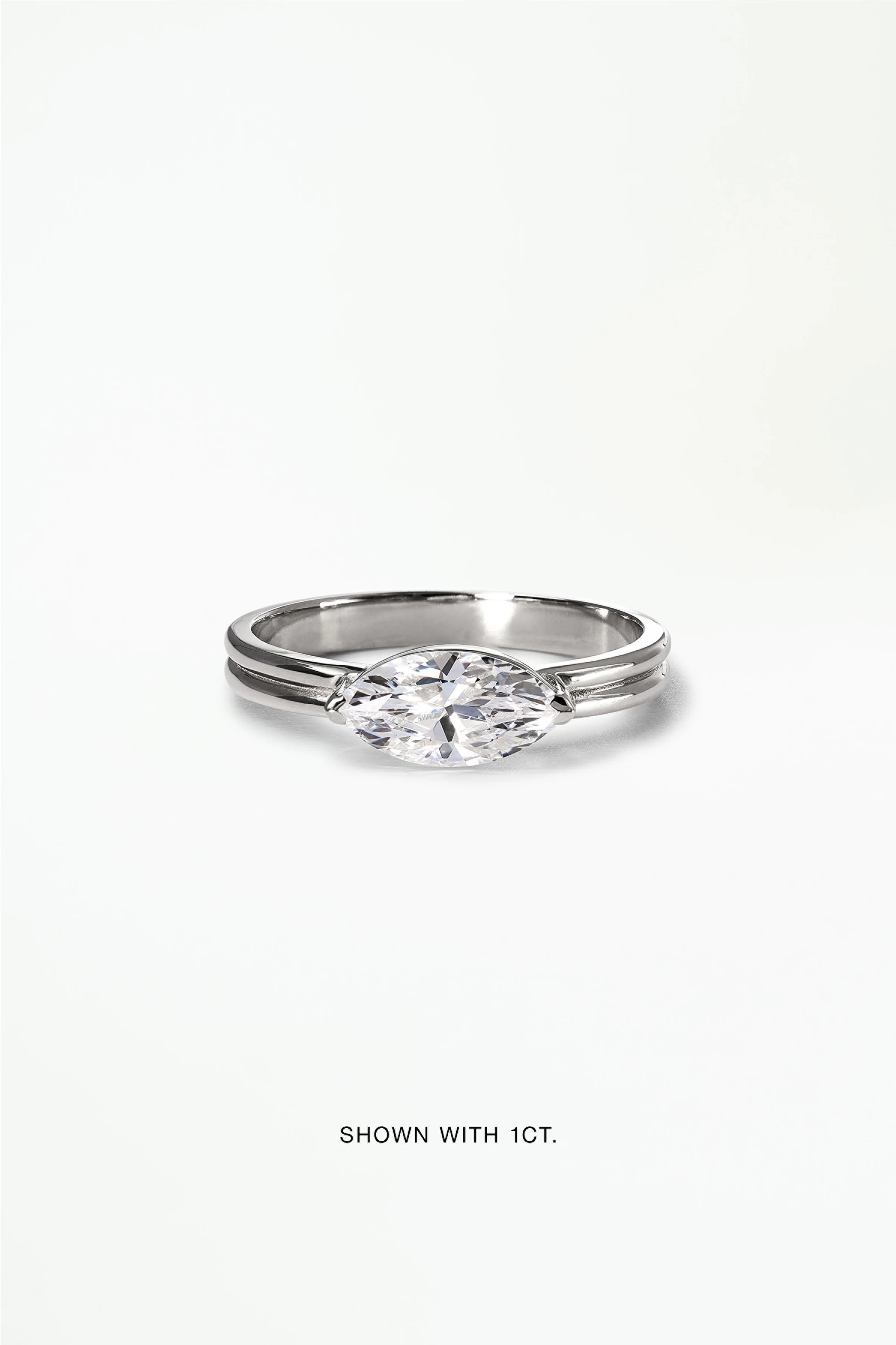 Marquise Cut Diamond Ridge Solitaire Ring - Image 3