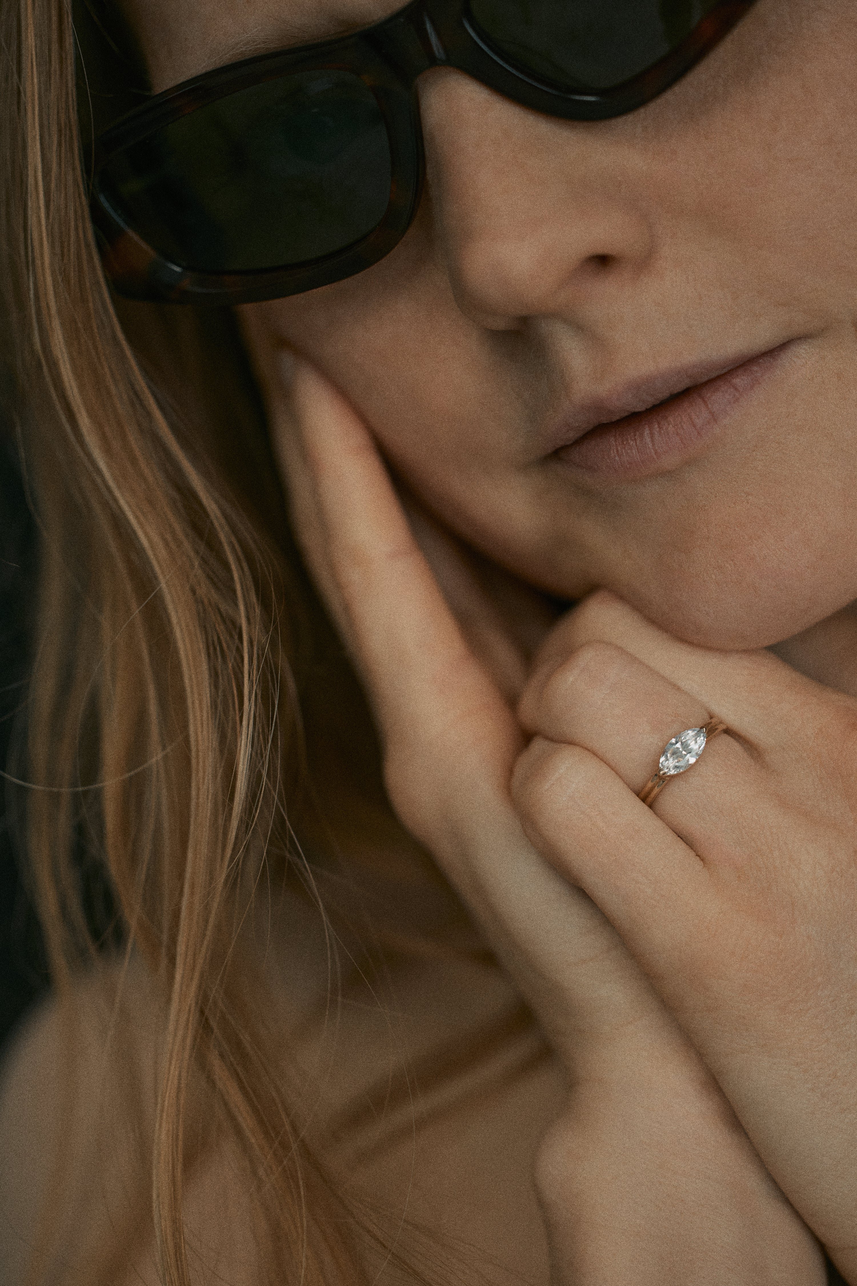 Marquise Cut Diamond Ridge Solitaire Ring - Image 4
