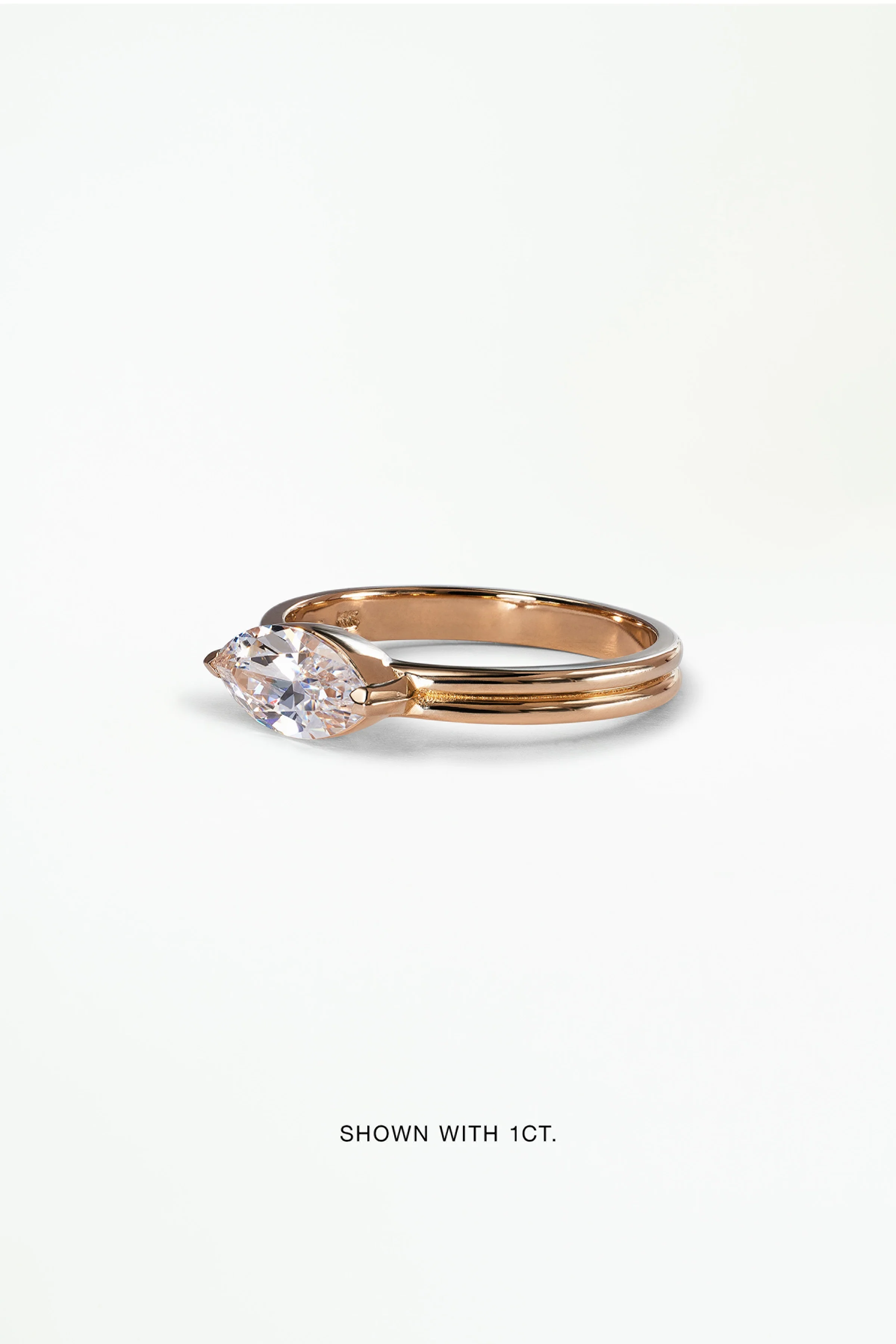 Marquise Cut Diamond Ridge Solitaire Ring - Image 6