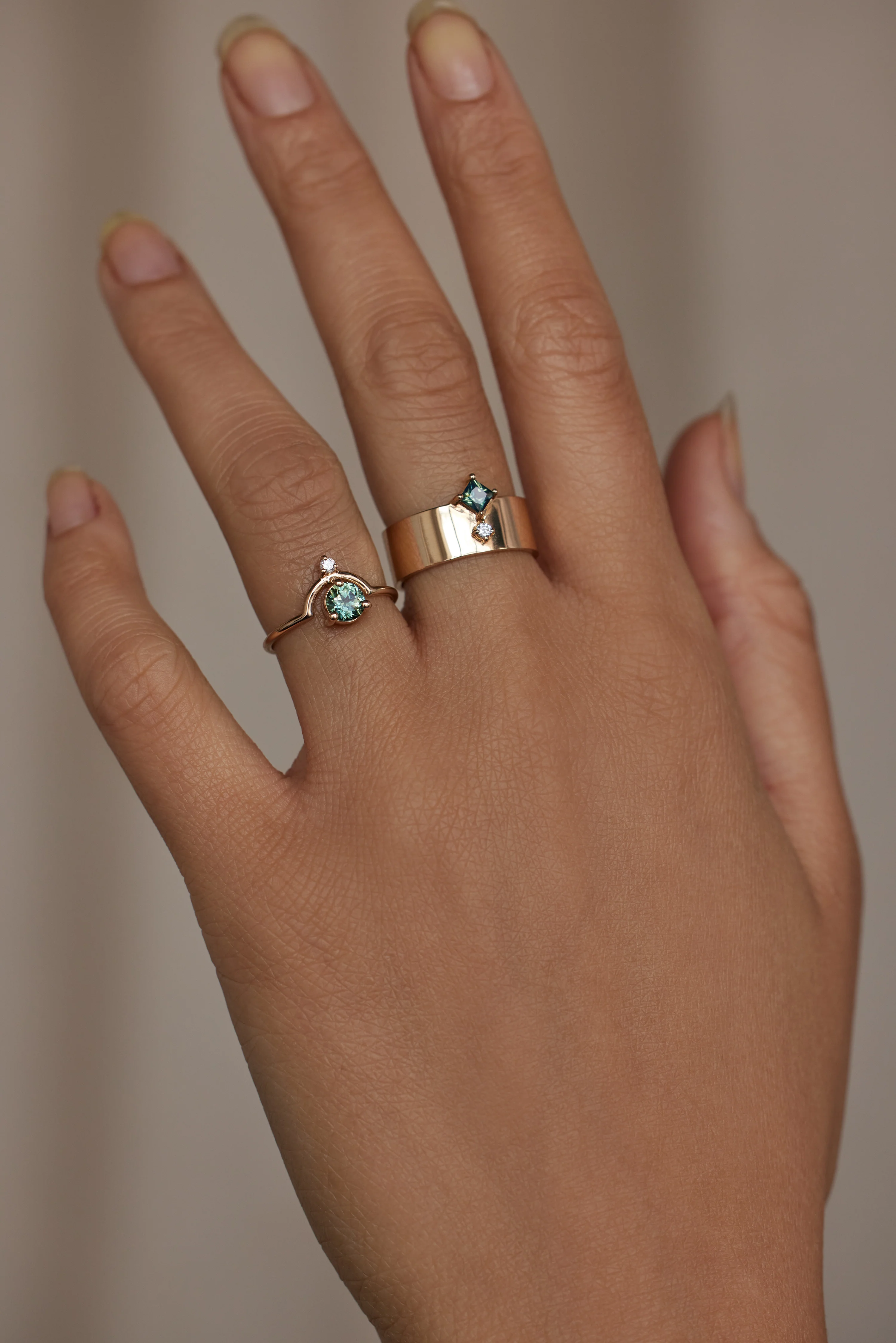 Medium Round Sapphire and Diamond Nestled Ring - Image 3