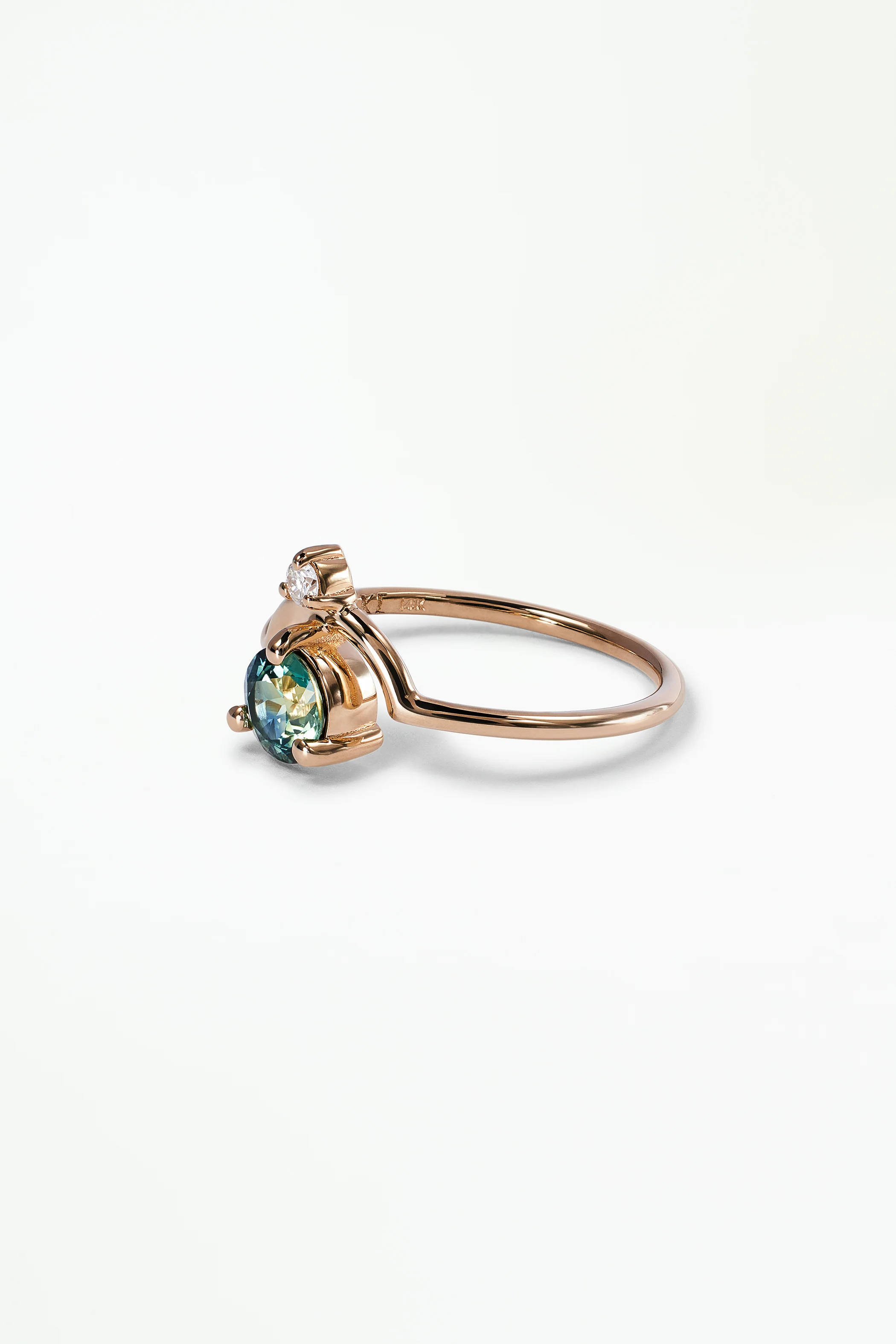 Medium Round Sapphire and Diamond Nestled Ring - Image 4