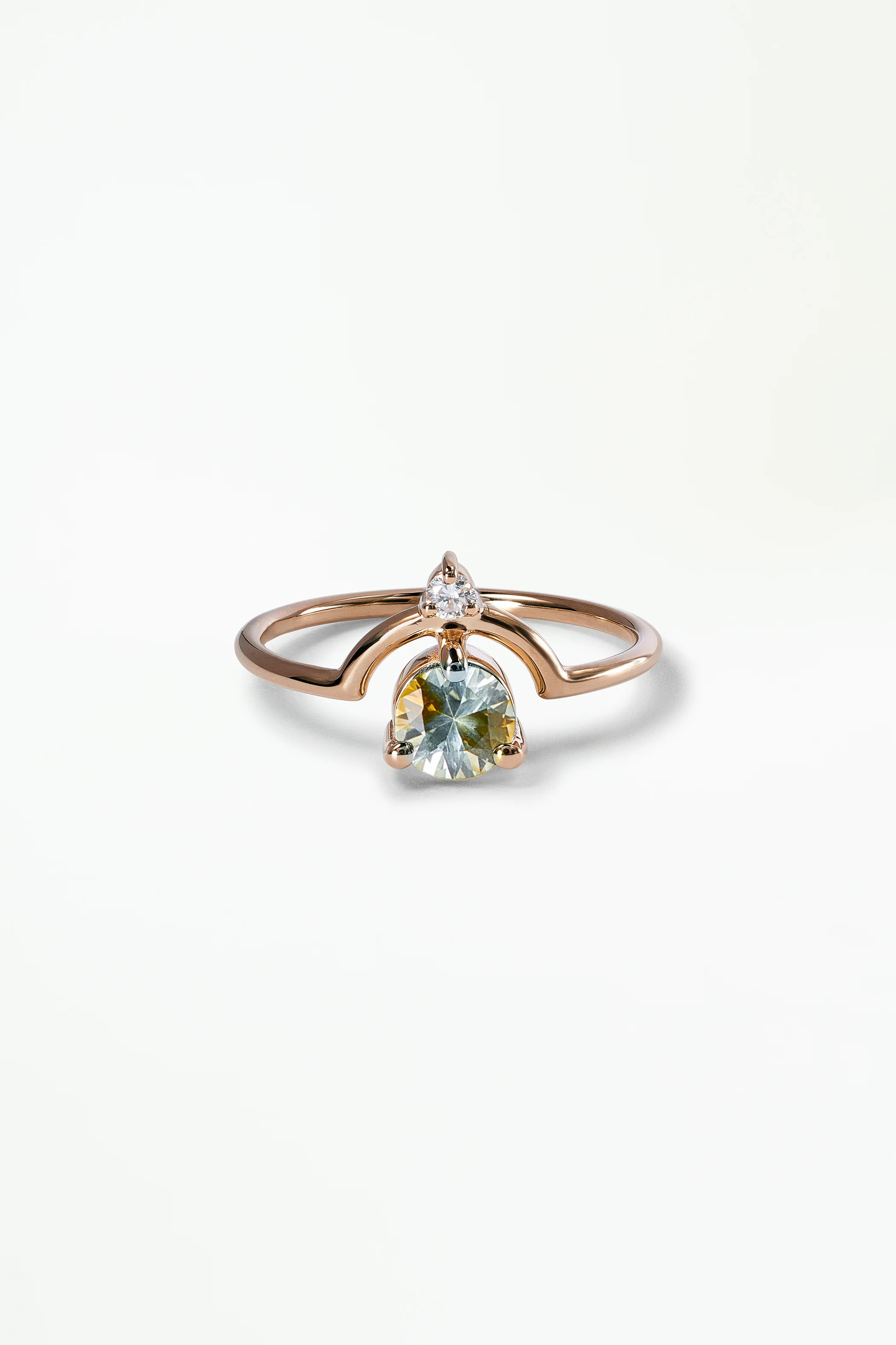 Medium Round Sapphire and Diamond Nestled Ring - Image 8