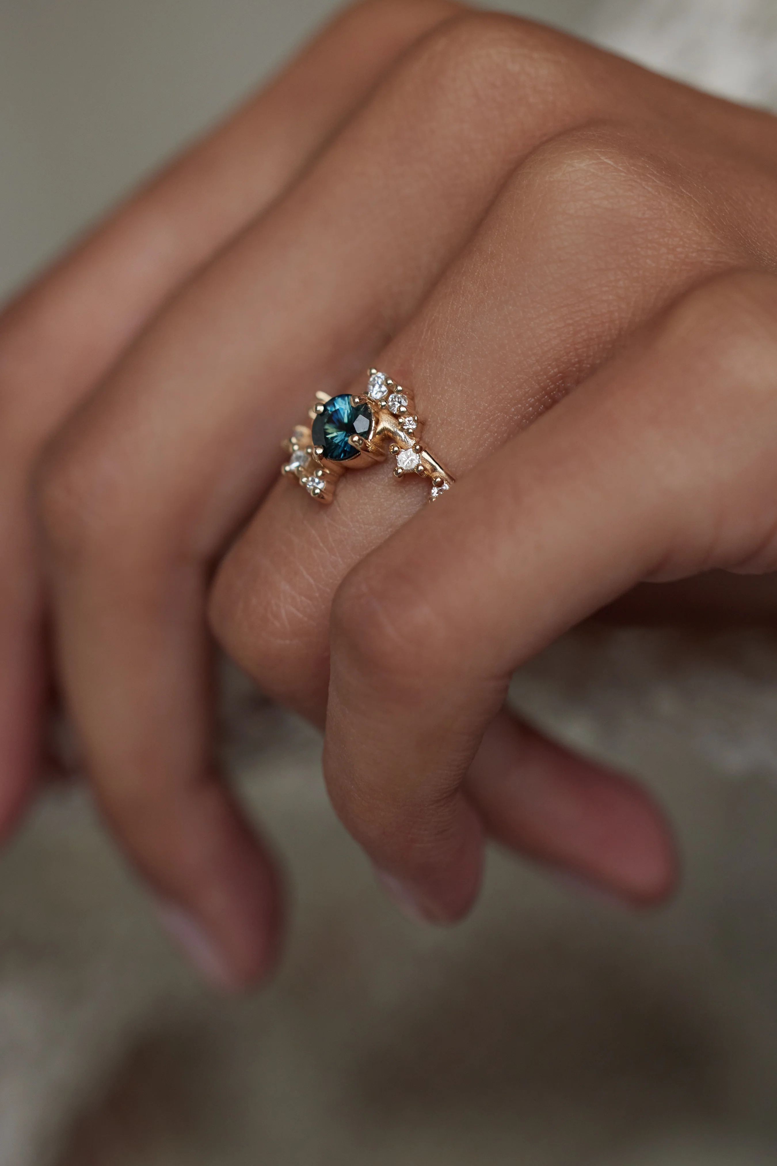 Medium Round Sapphire Celestial Ring - Image 3