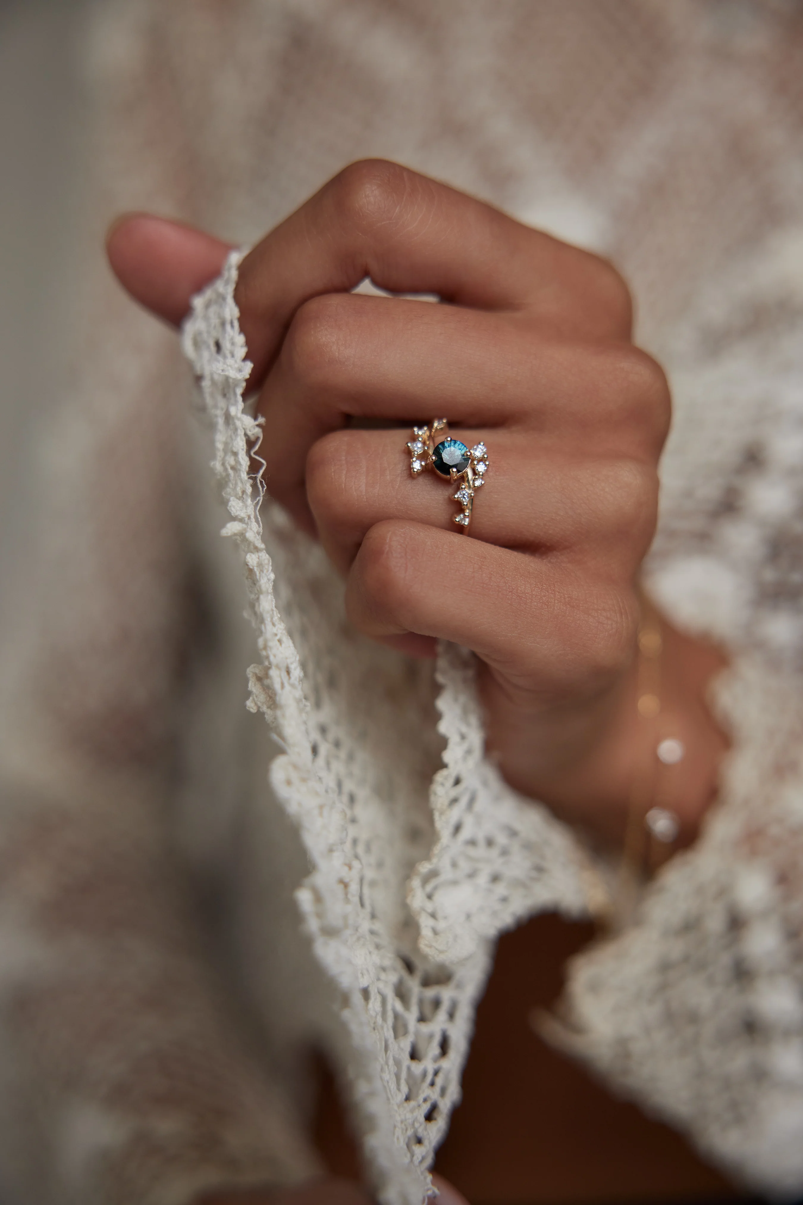 Medium Round Sapphire Celestial Ring - Image 5