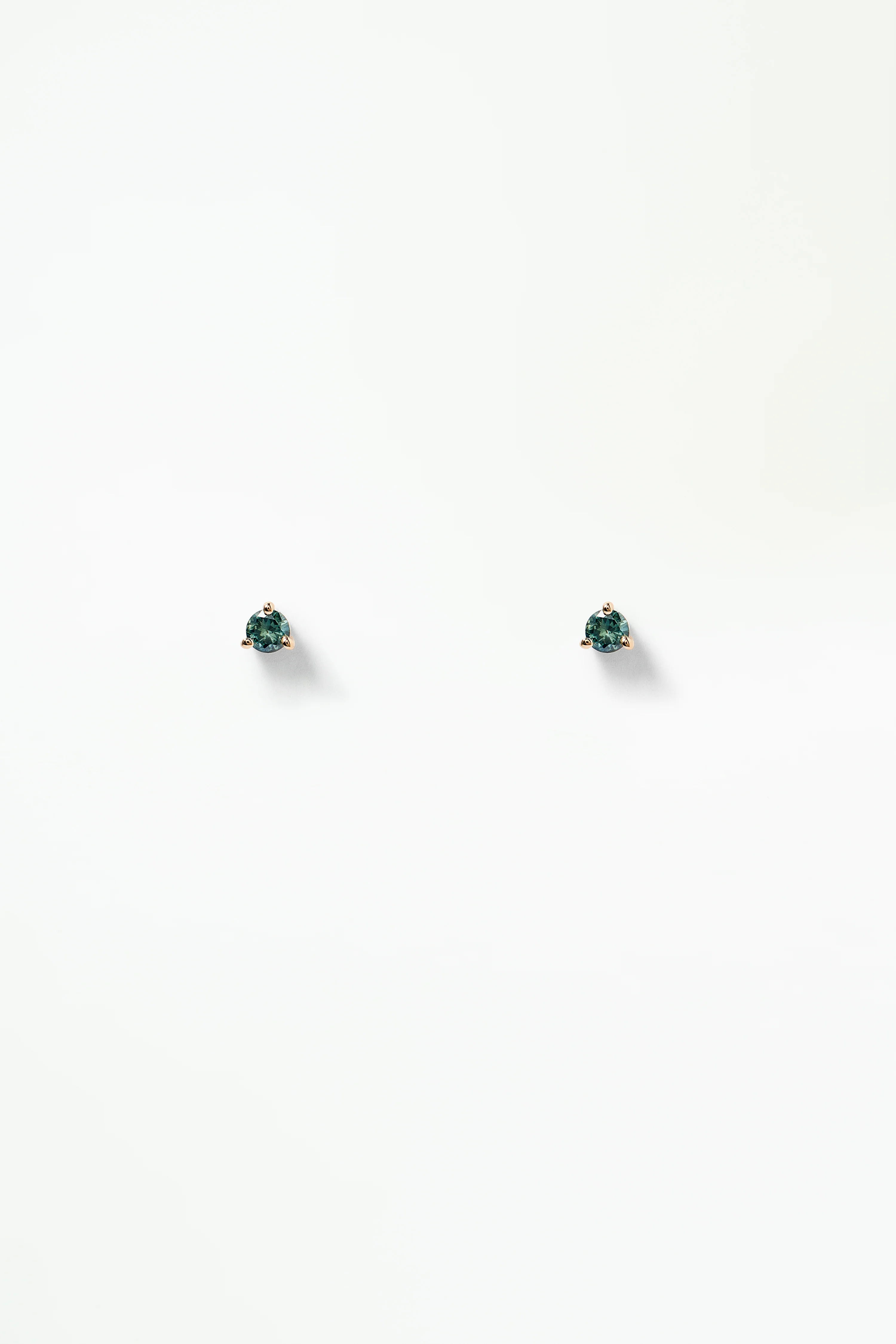 Medium Round Teal Sapphire Stud Earring - Single