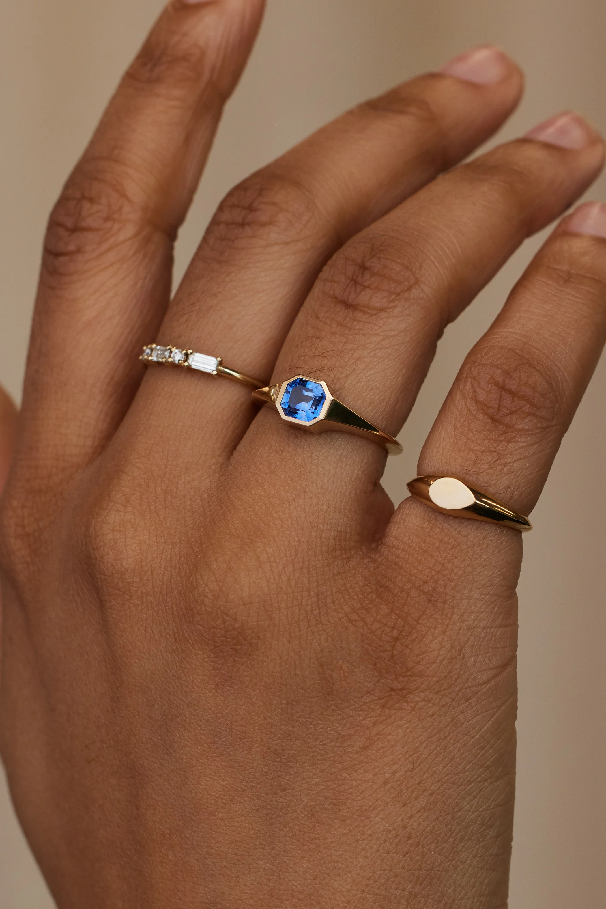 One of a Kind Asscher Cut Sapphire Signet Ring No. 42 - Image 2