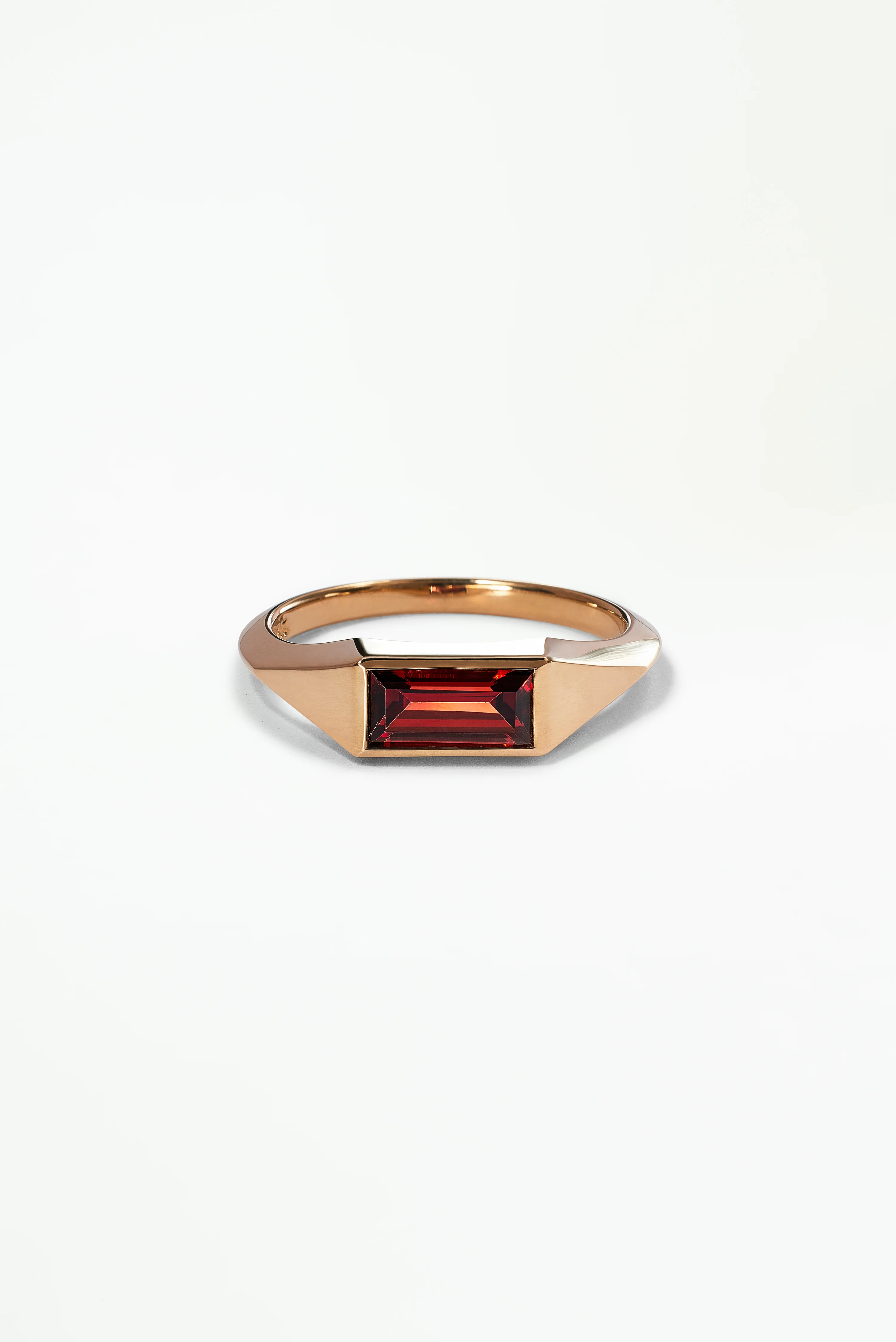 One of a Kind Baguette Cut Garnet Signet Ring No. 55