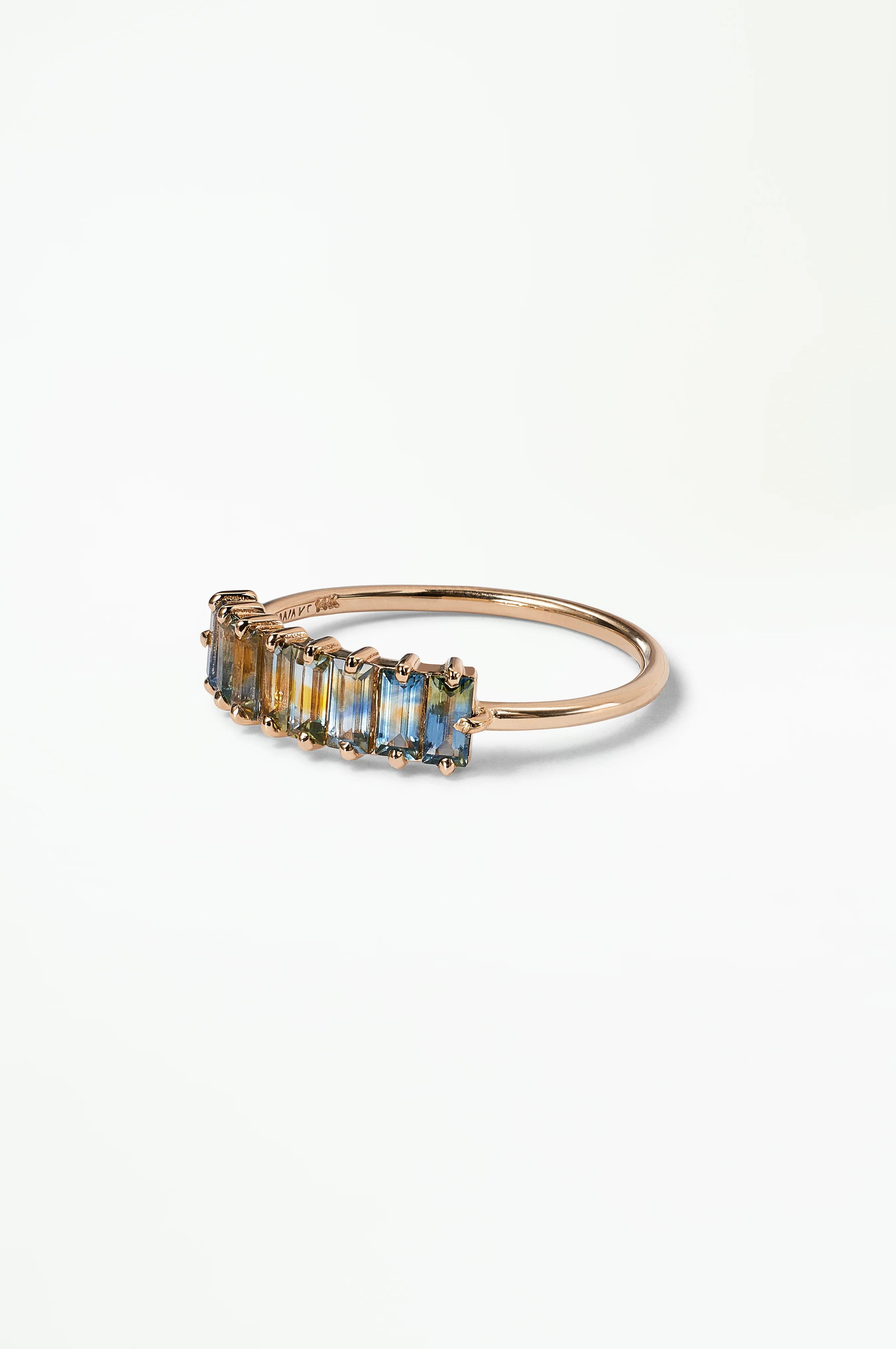 One of a Kind Baguette Cut Sapphire Mosaic Ring No. 44 - Image 3