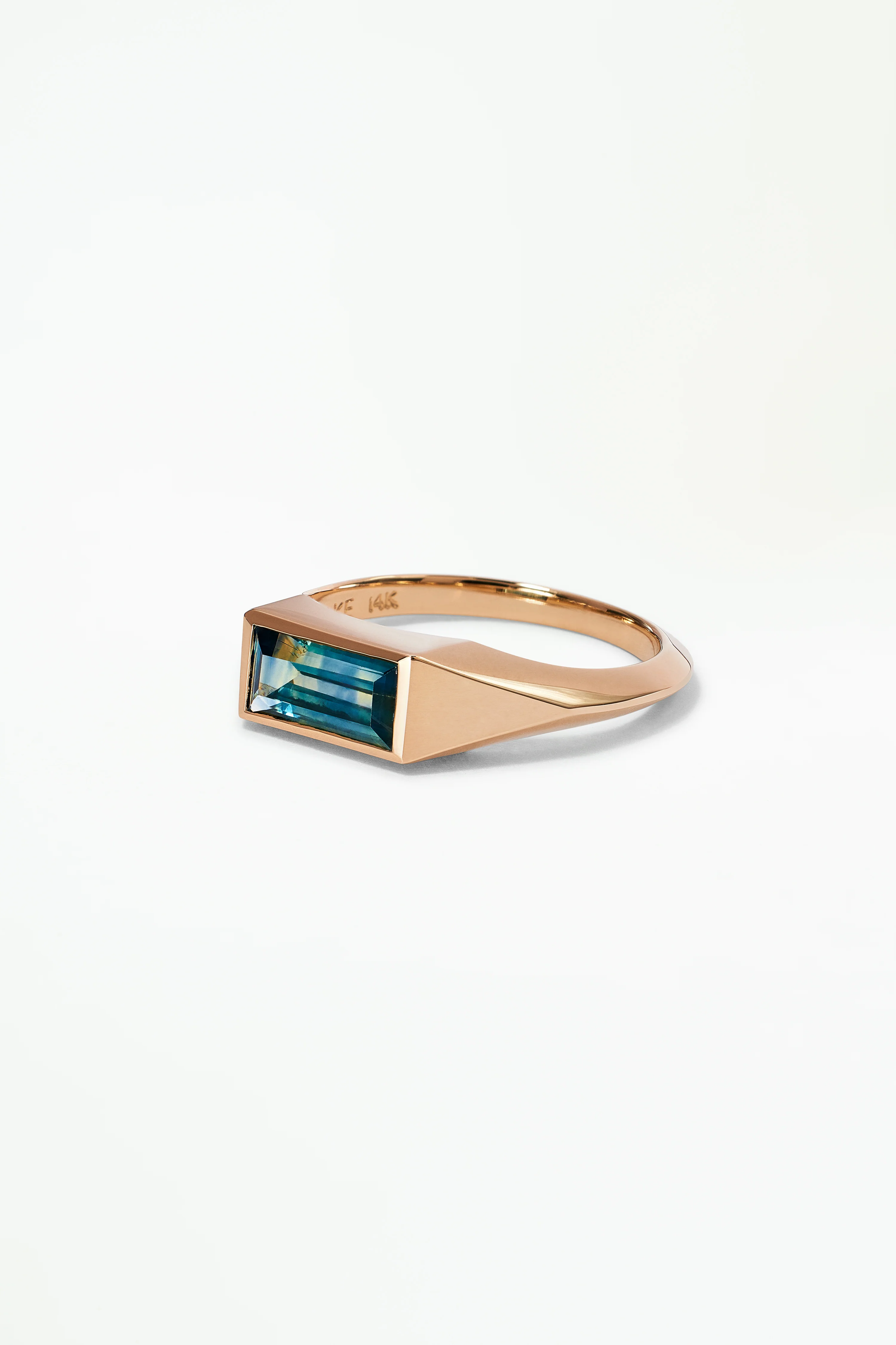 One of a Kind Baguette Cut Sapphire Signet Ring No. 52 - Image 3