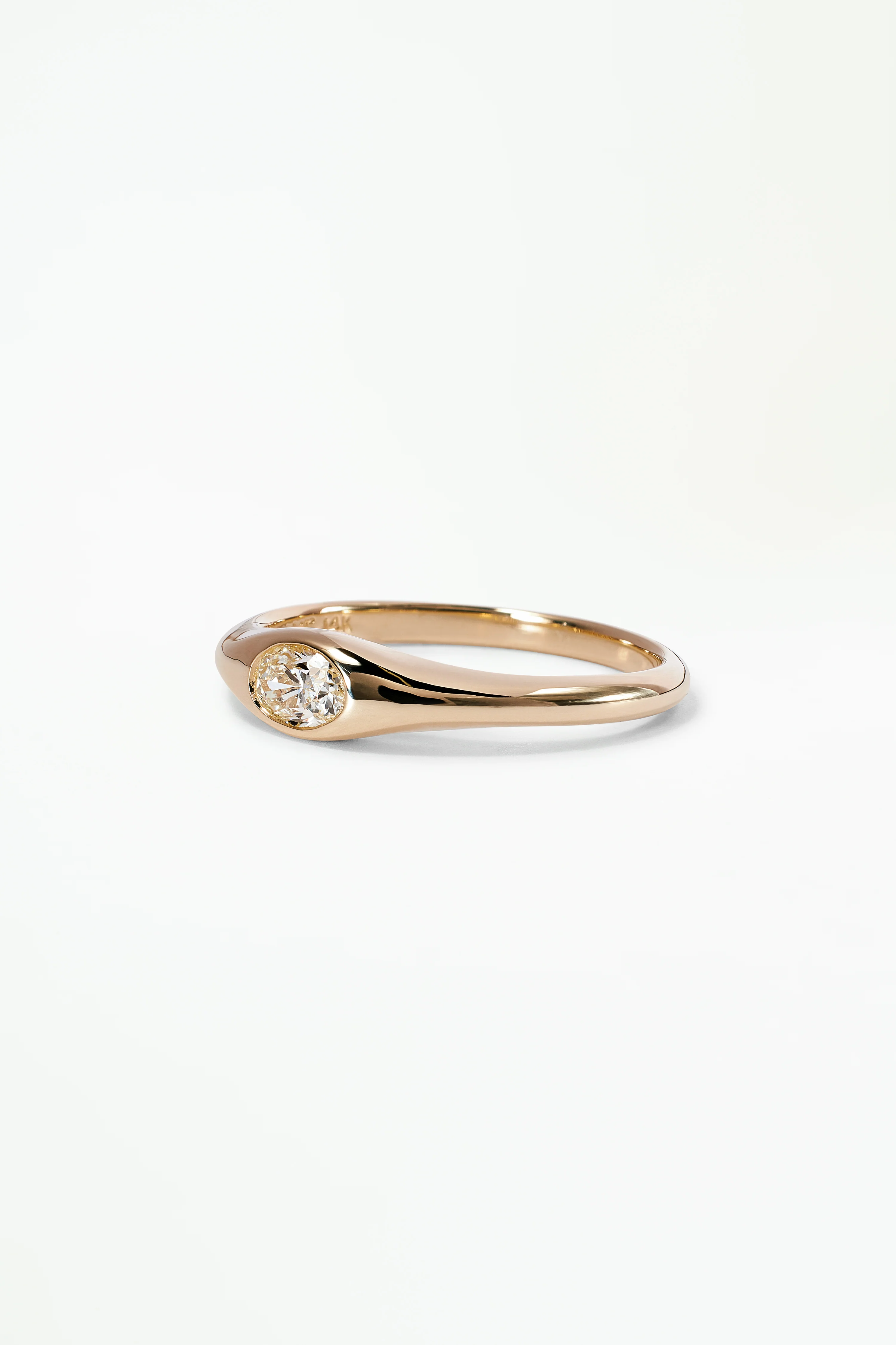 One of a Kind Brilliant Cut Oval Diamond Signet Ring No. 61 - Image 3
