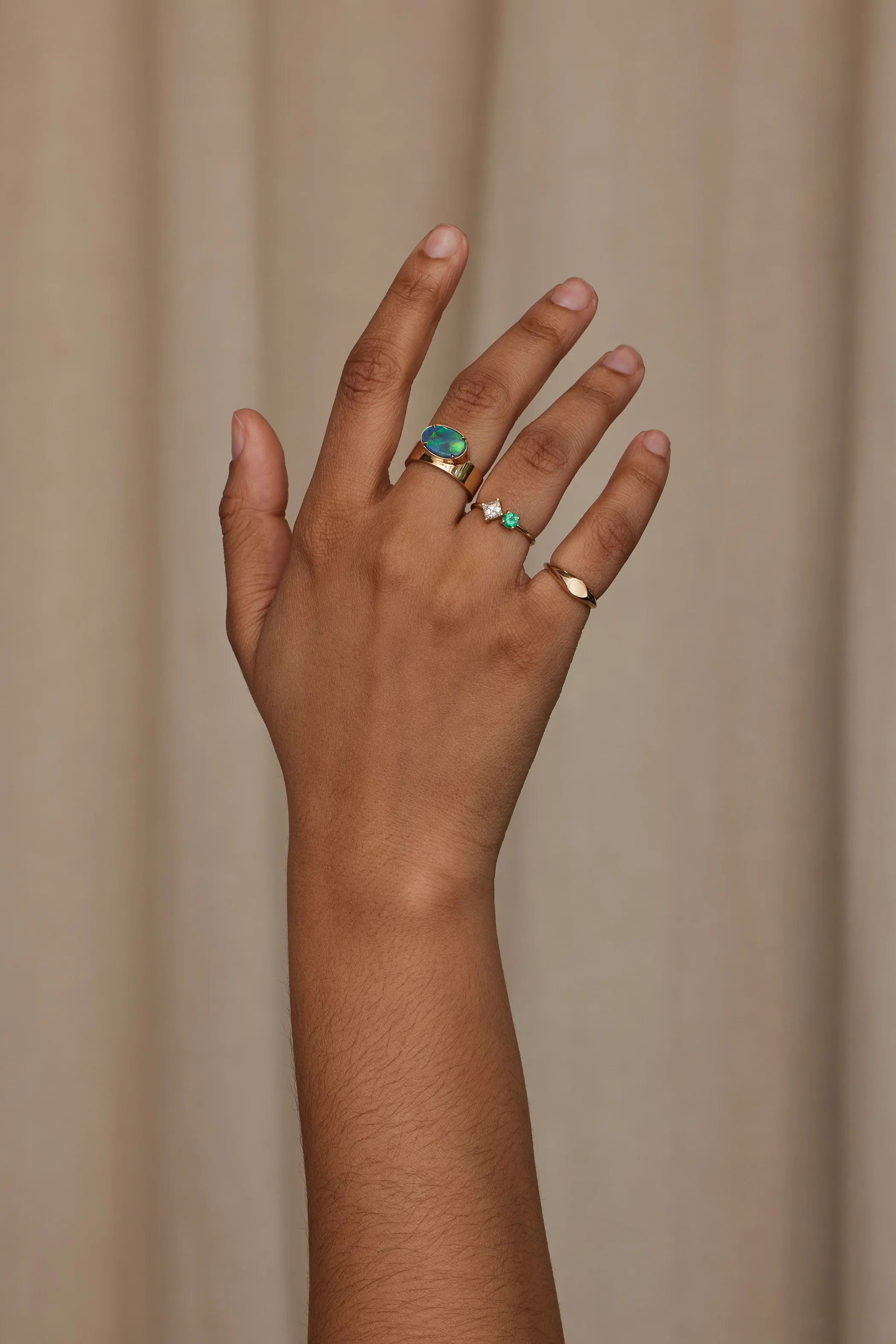 One of a Kind Diamond and Emerald Mosaic Ring No. 46 - Image 4