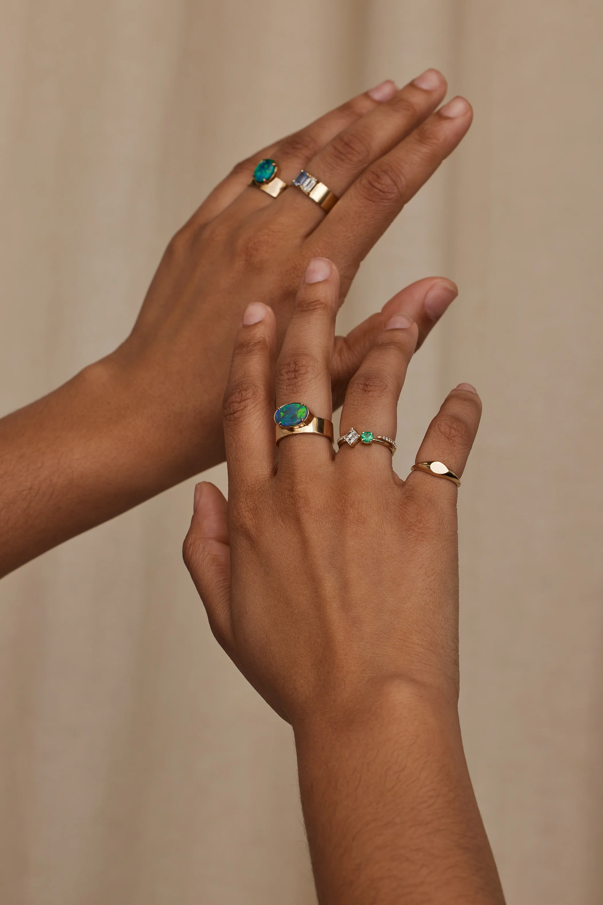One of a Kind Diamond and Emerald Mosaic Ring No. 46 - Image 5