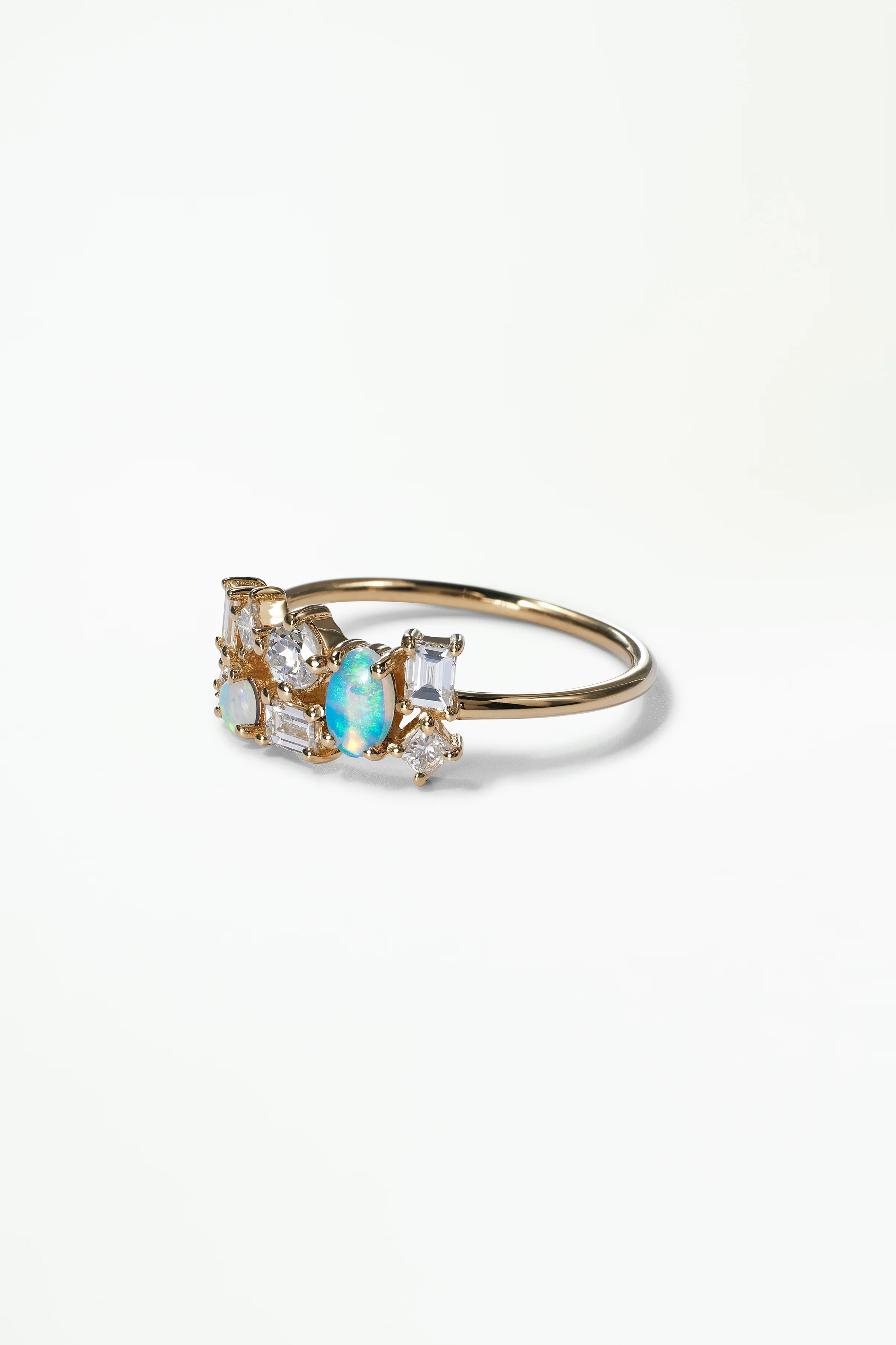 One of a Kind Diamond and Opal Mosaic Ring No. 32 - Image 3