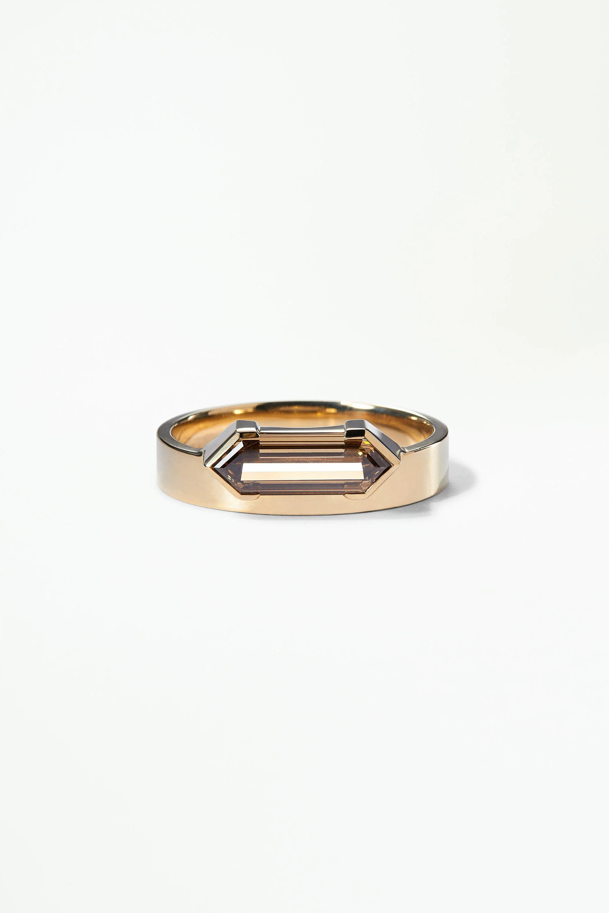 One of a Kind Elongated Hex Champagne Diamond Monolith