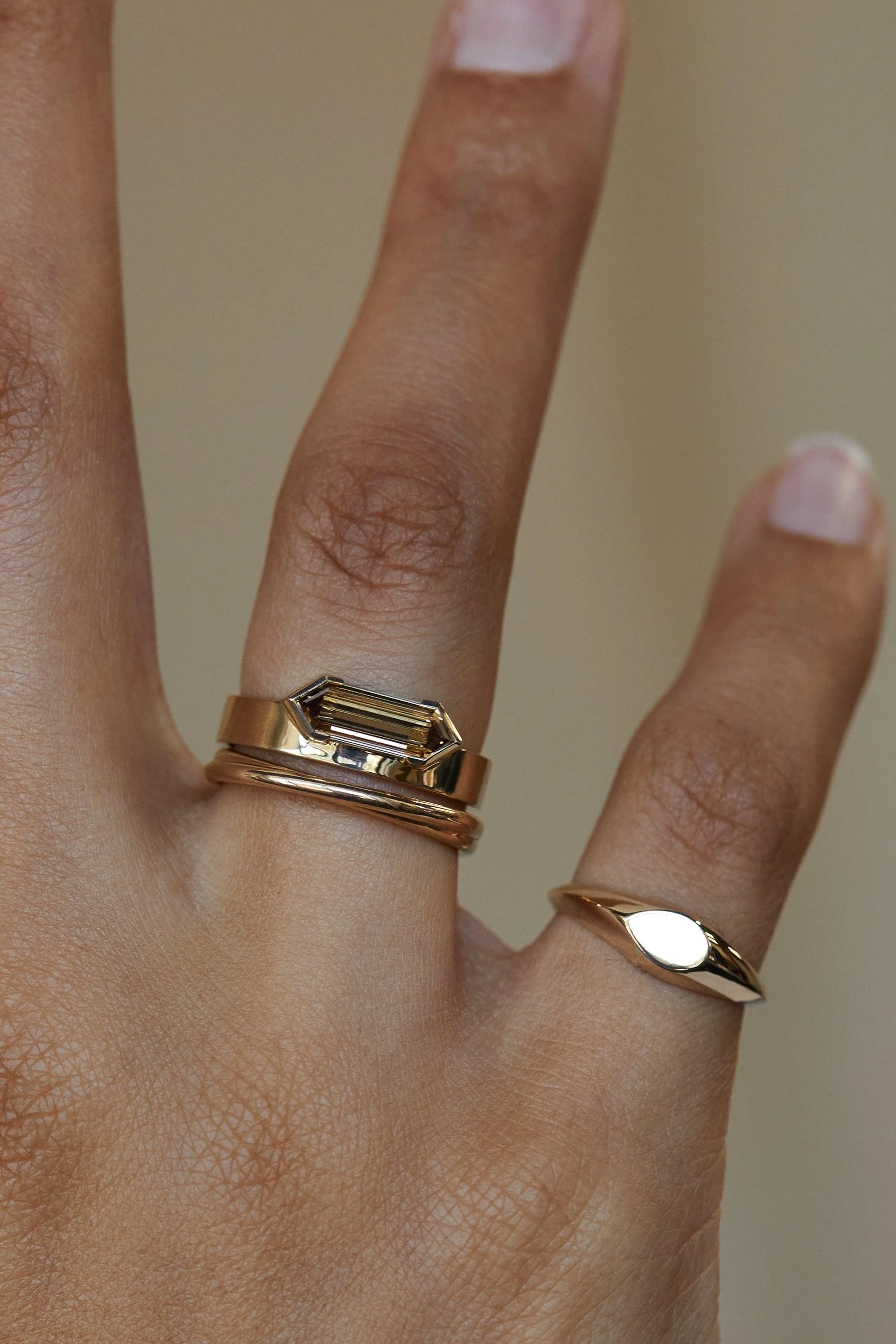 One of a Kind Elongated Hex Champagne Diamond Monolith - Image 2