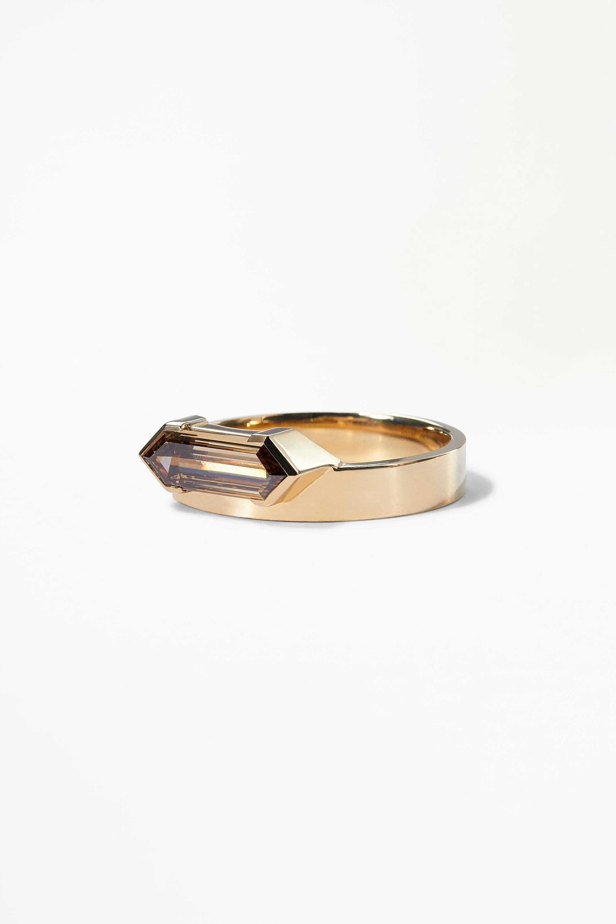 One of a Kind Elongated Hex Champagne Diamond Monolith - Image 3